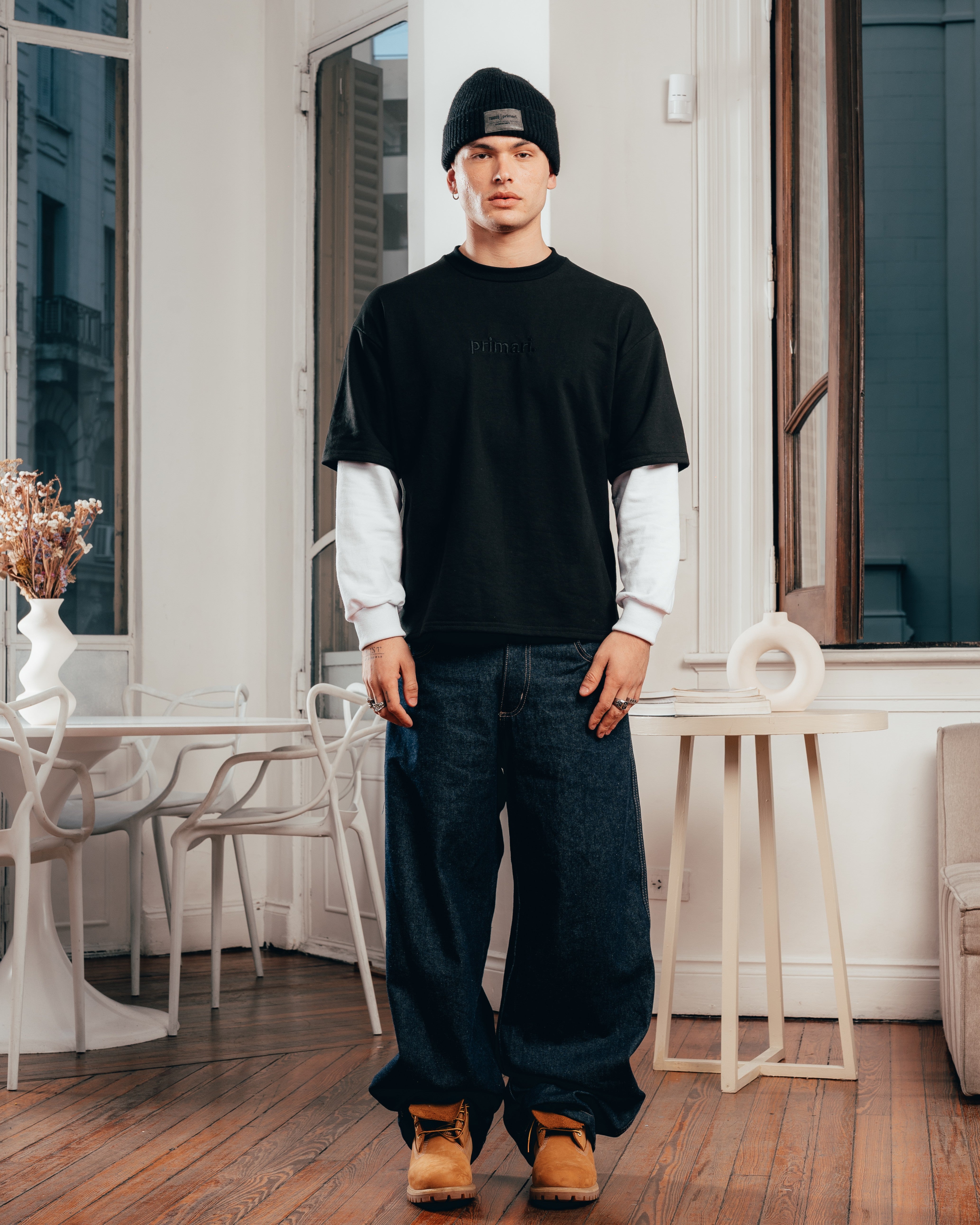 CREWNECK DOBLE MANGA [ PRIMARI ] BLACK & WHITE