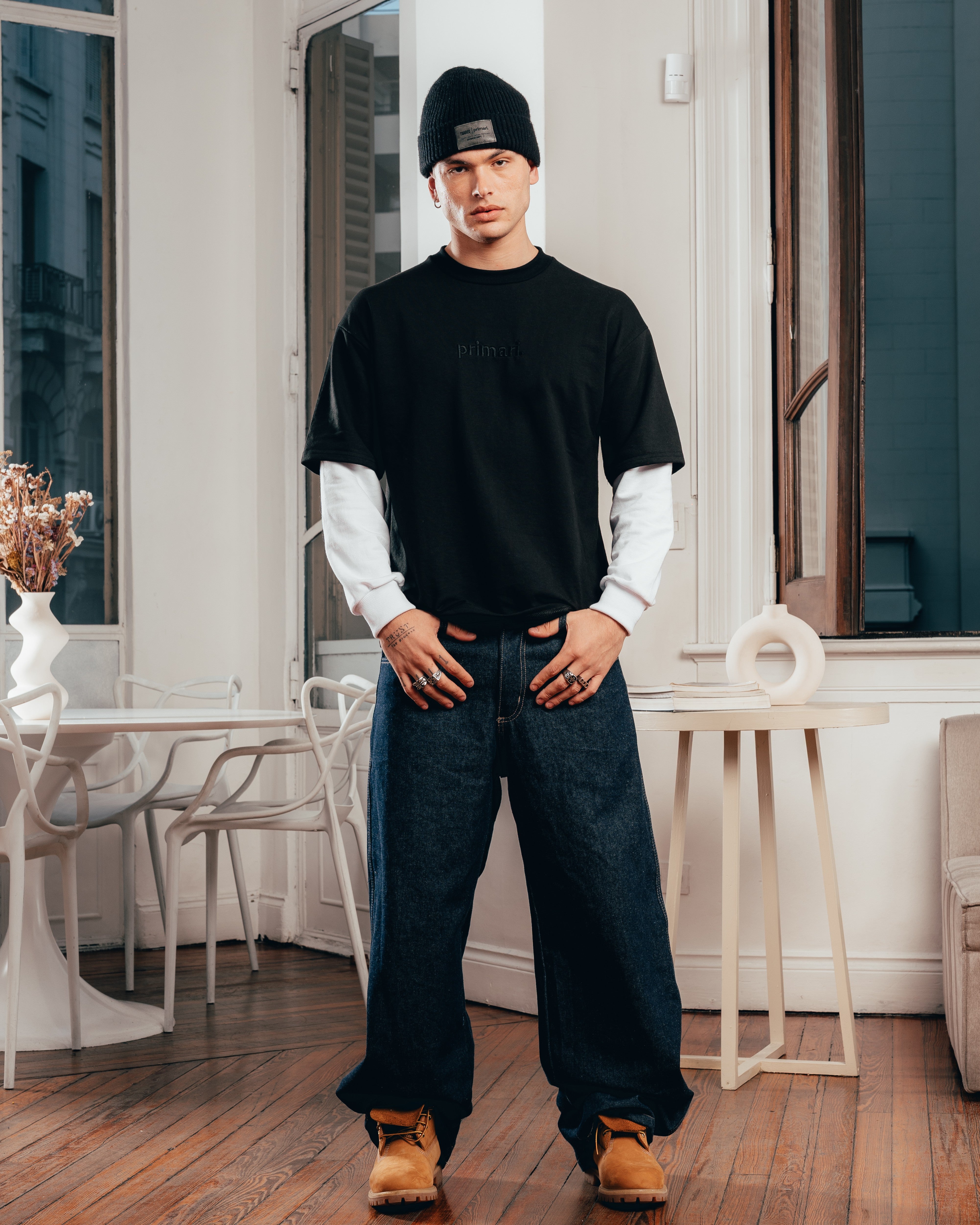 CREWNECK DOBLE MANGA [ PRIMARI ] BLACK & WHITE