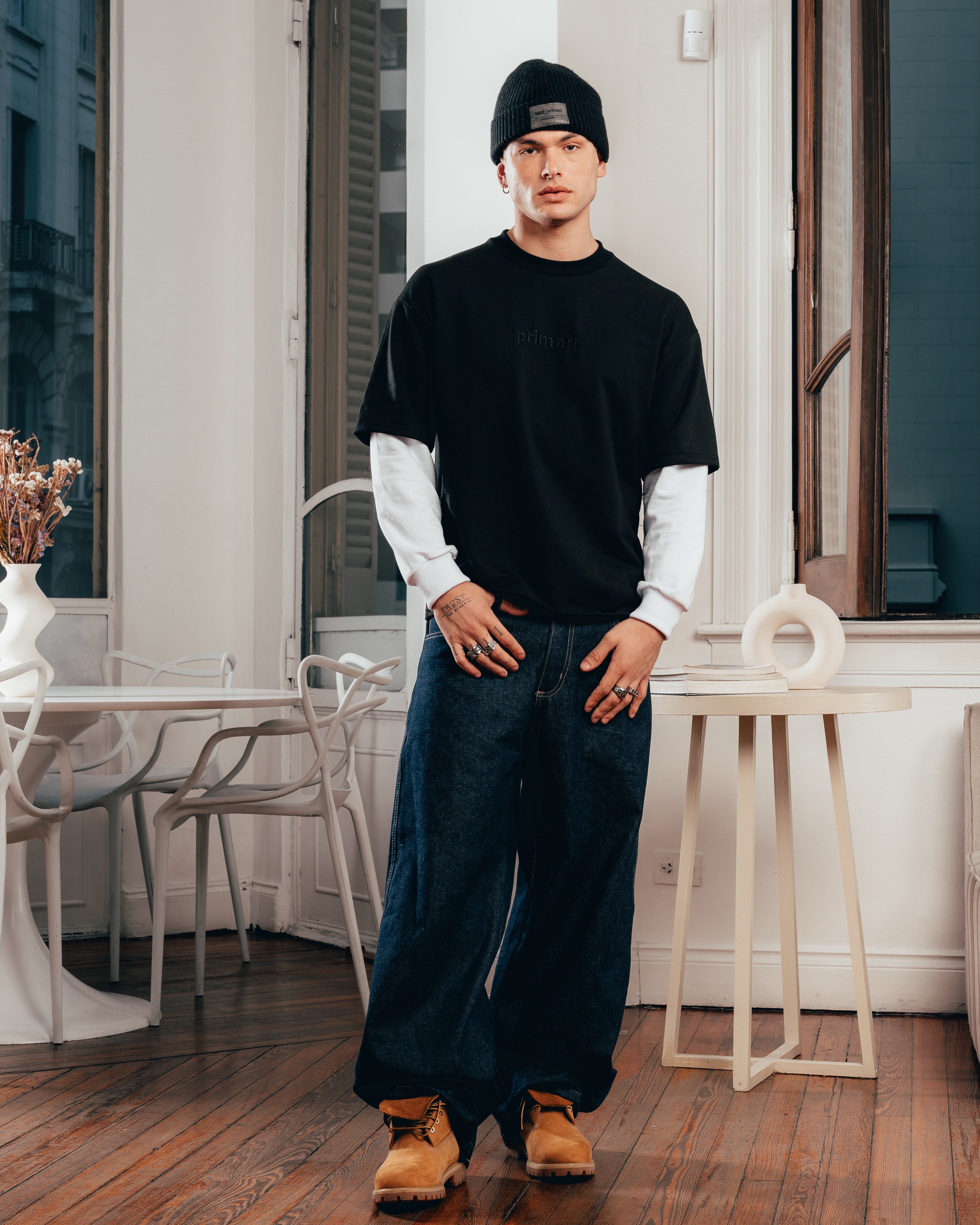 CREWNECK DOBLE MANGA [ PRIMARI ] BLACK & WHITE