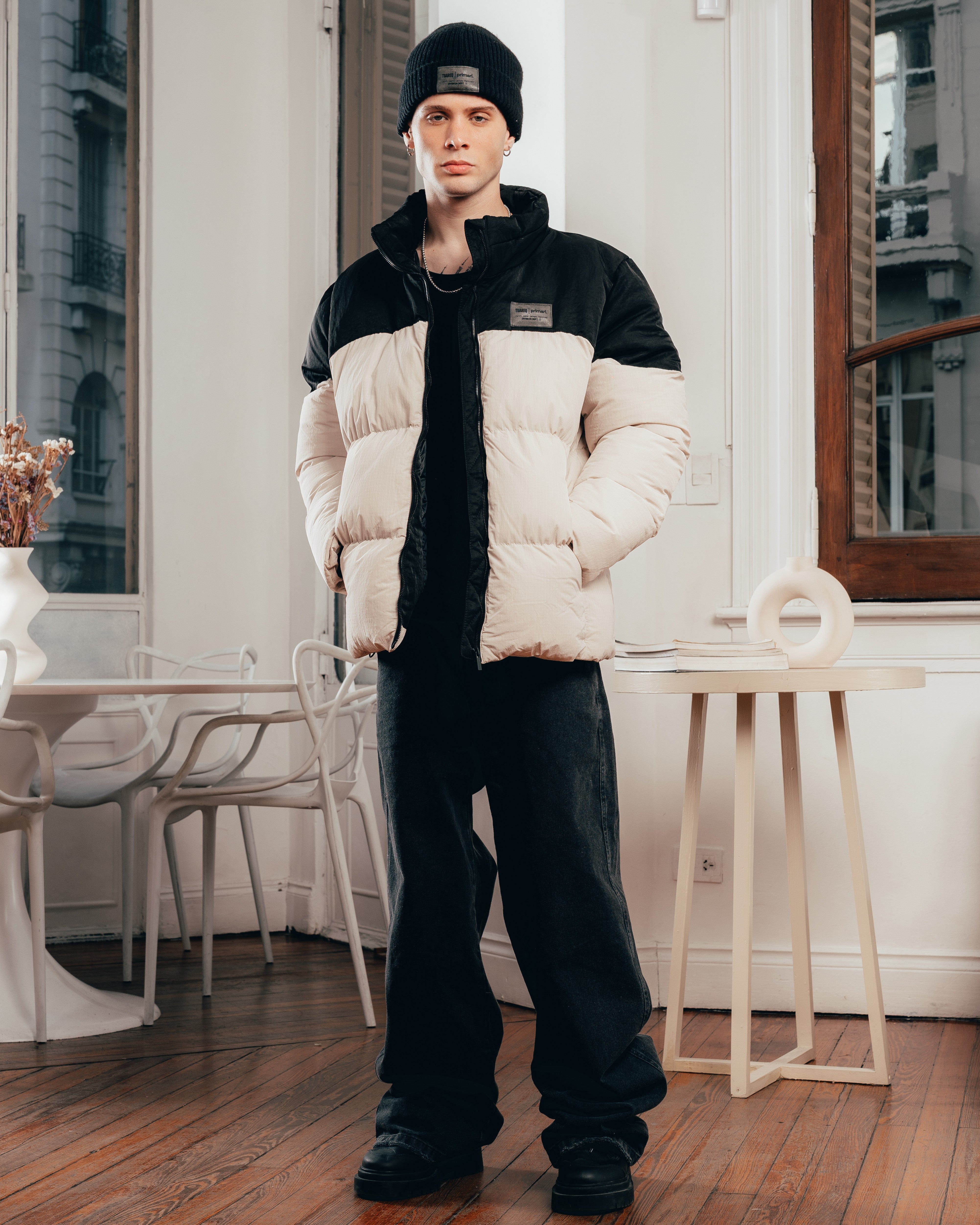CAMPERA PUFFER [ PRIMARI ] BICOLOR BLACK