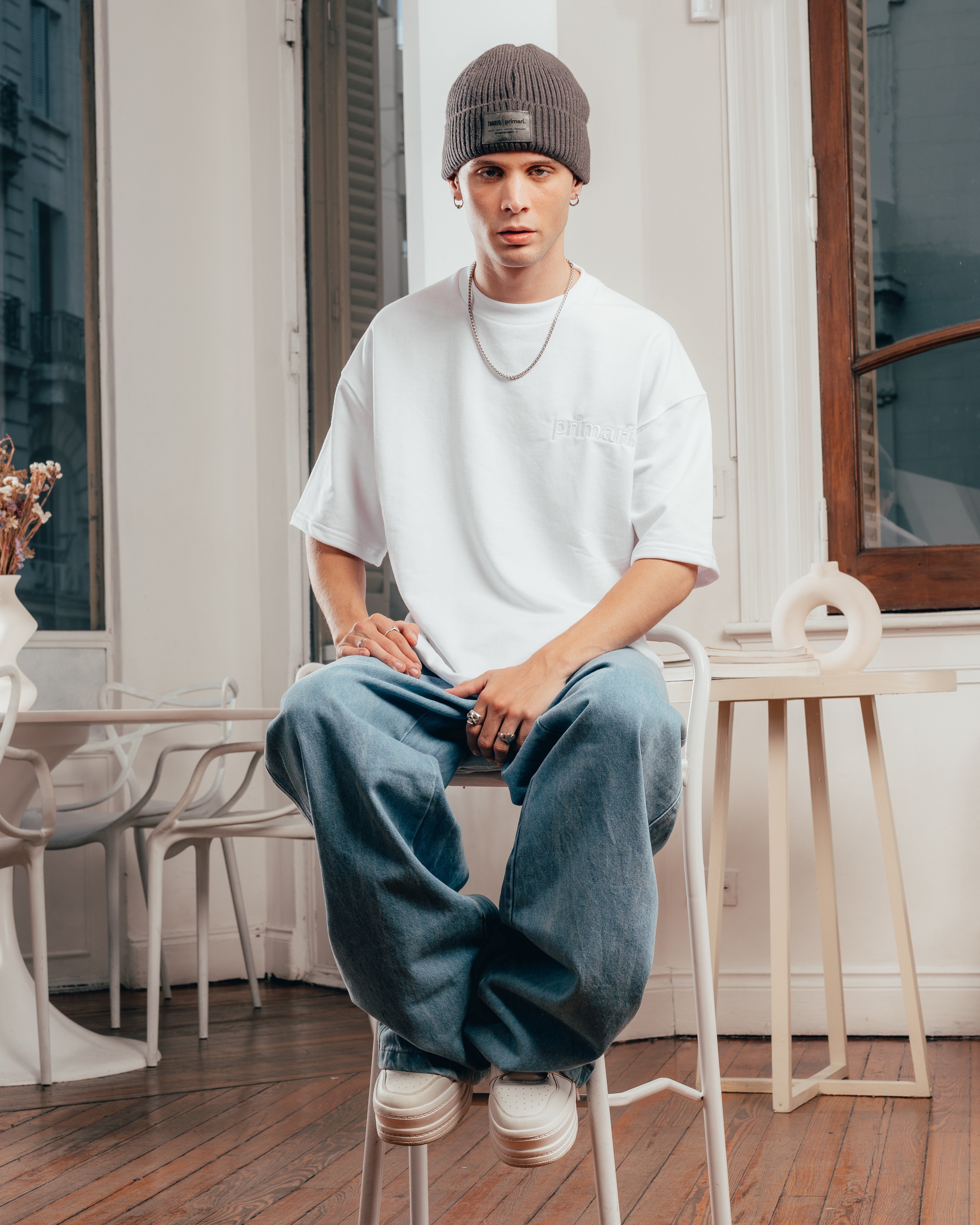 REMERA EXTRA PESADA SEMIOVER [ PRIMARI ] SIMPLE WHITE