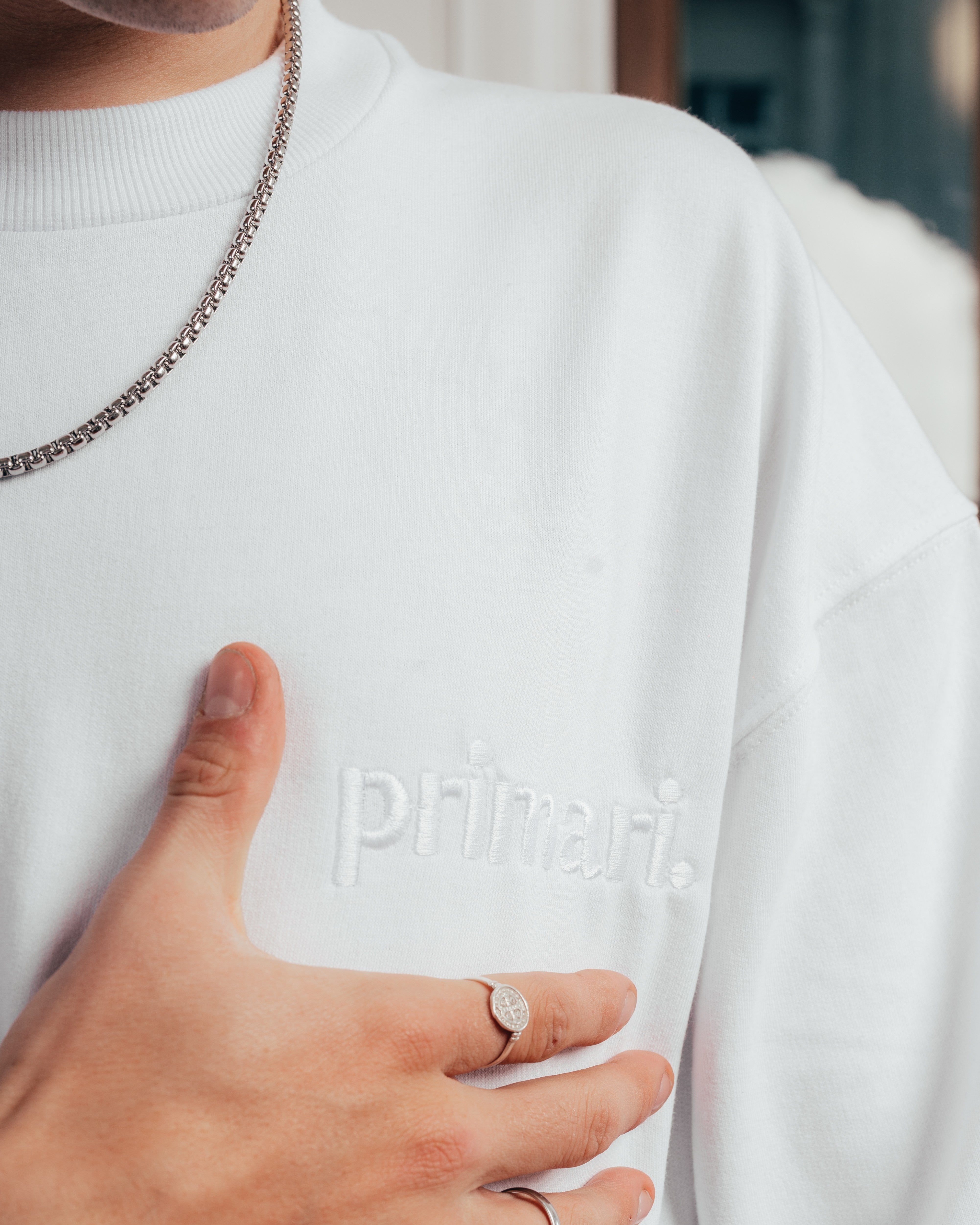 REMERA EXTRA PESADA SEMIOVER [ PRIMARI ] SIMPLE WHITE