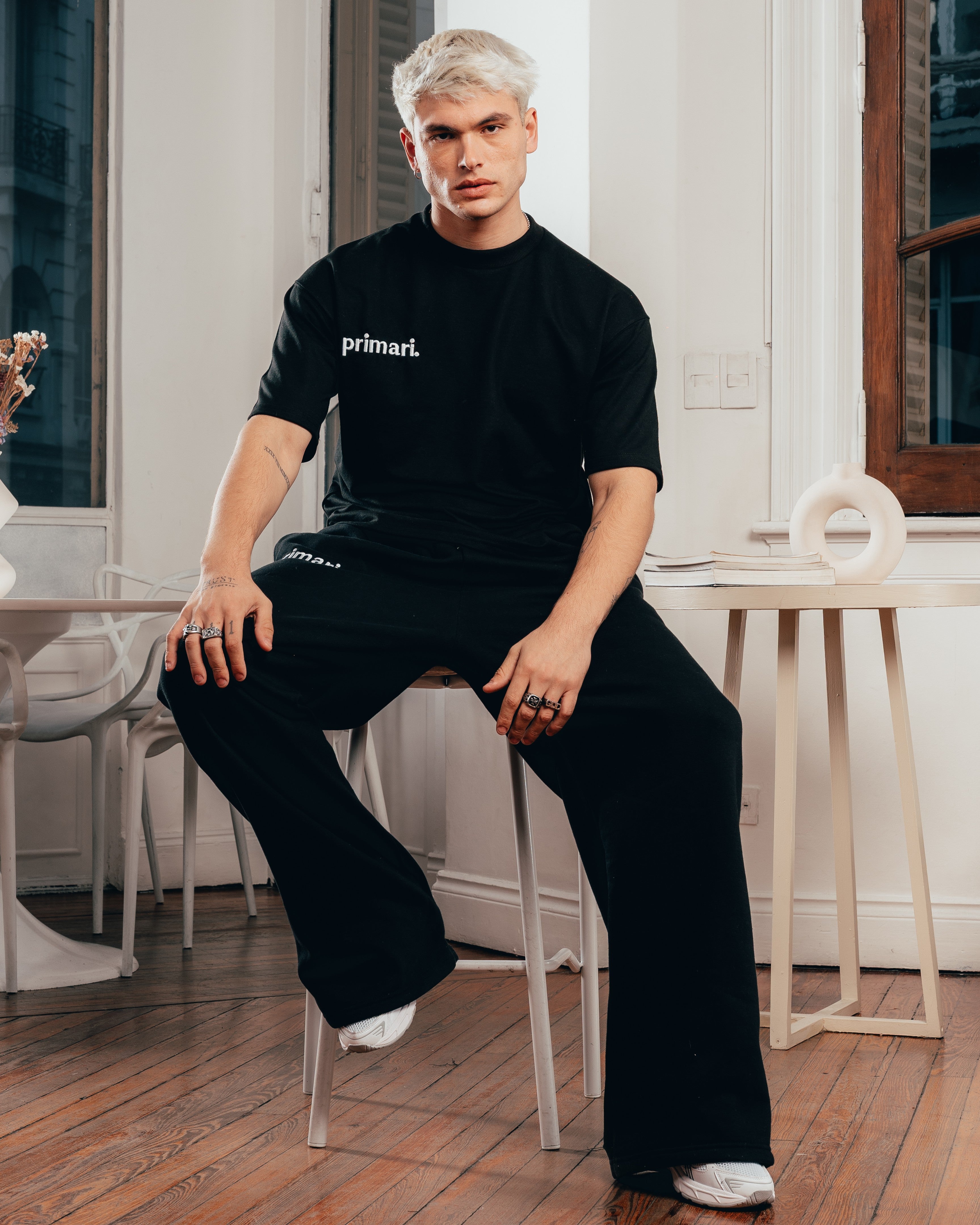REMERA EXTRA PESADA SEMIOVER LETTER [ PRIMARI ] BLACK