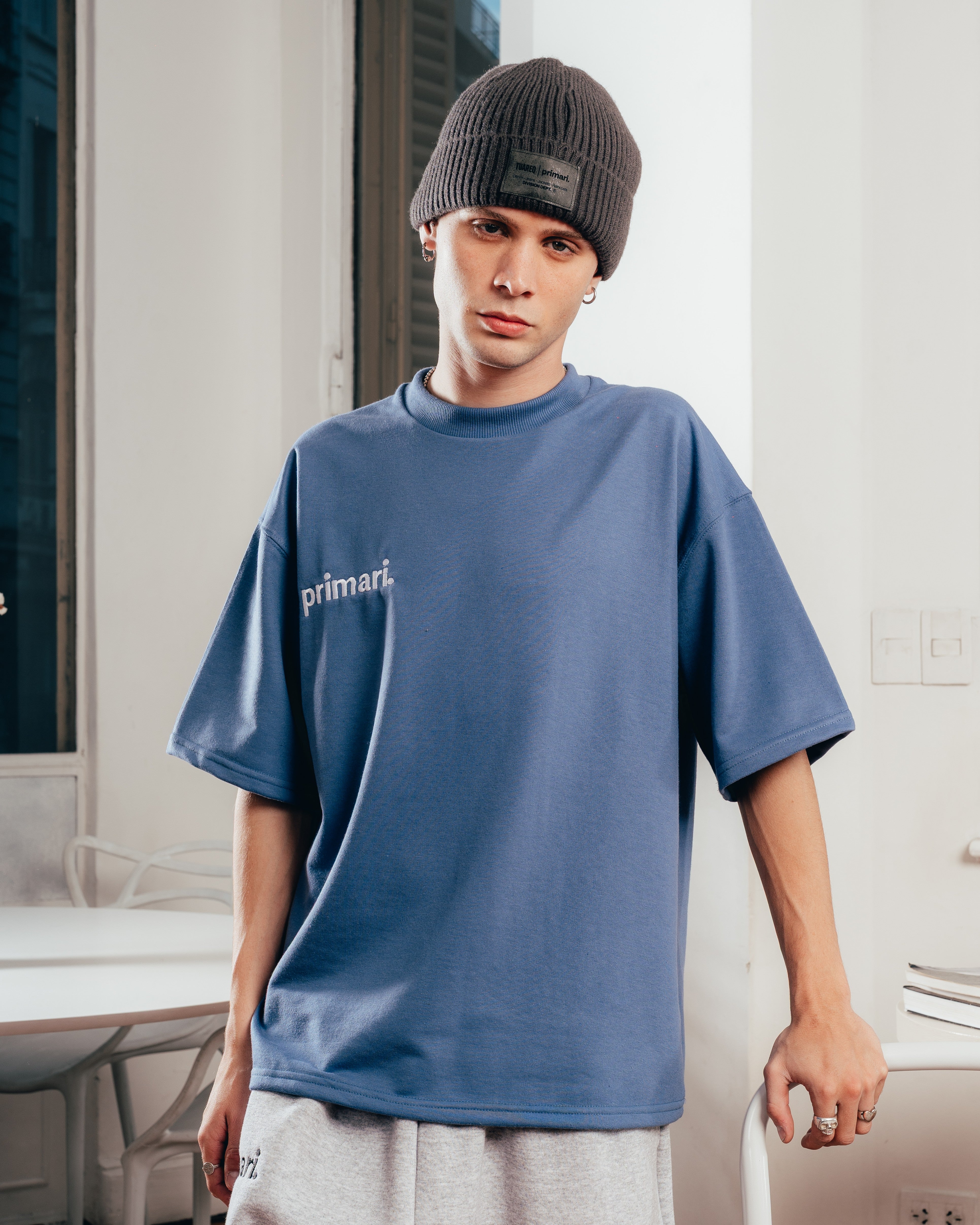REMERA EXTRA PESADA SEMIOVER LETTER [ PRIMARI ] NAVY BLUE