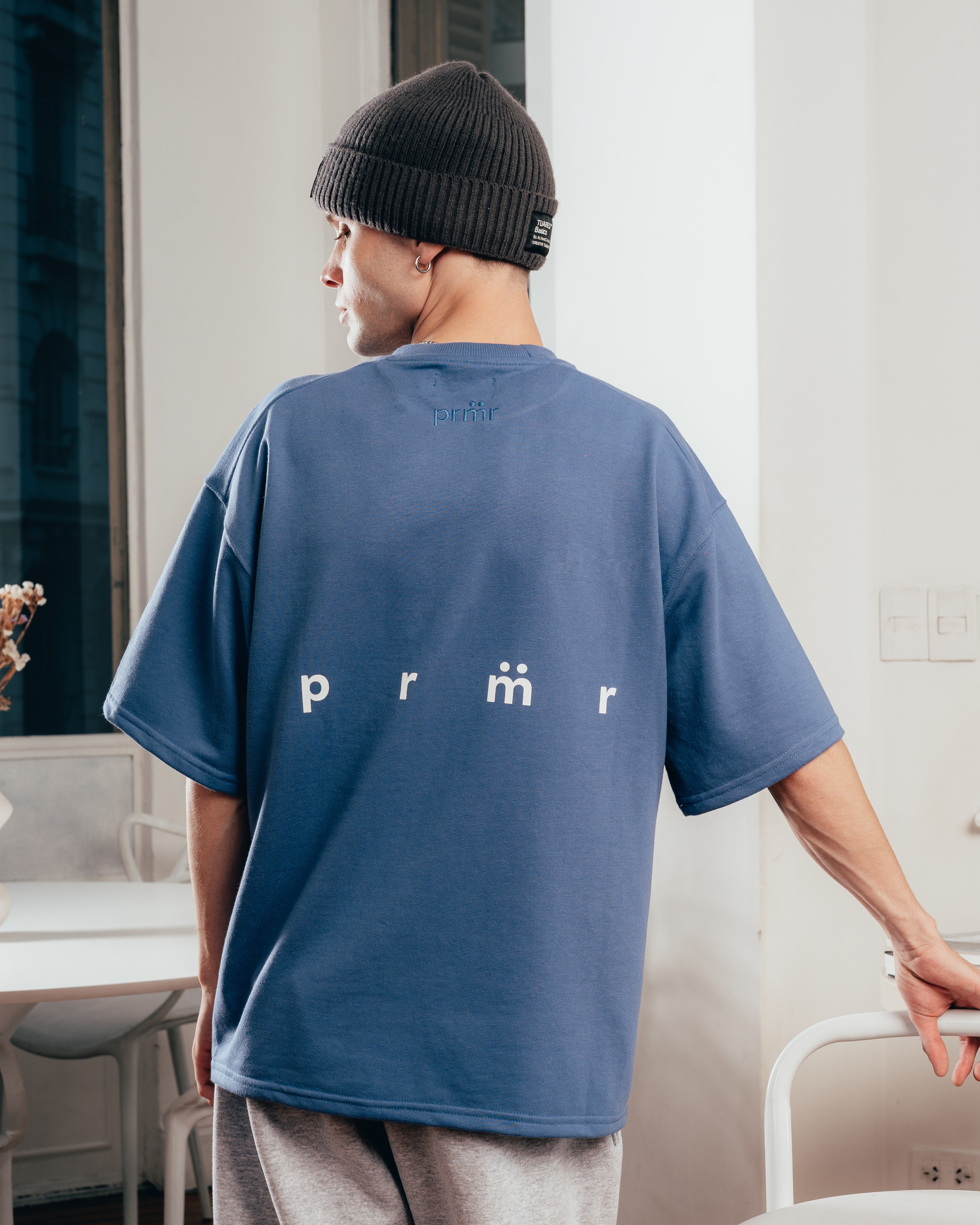 REMERA EXTRA PESADA SEMIOVER LETTER [ PRIMARI ] NAVY BLUE