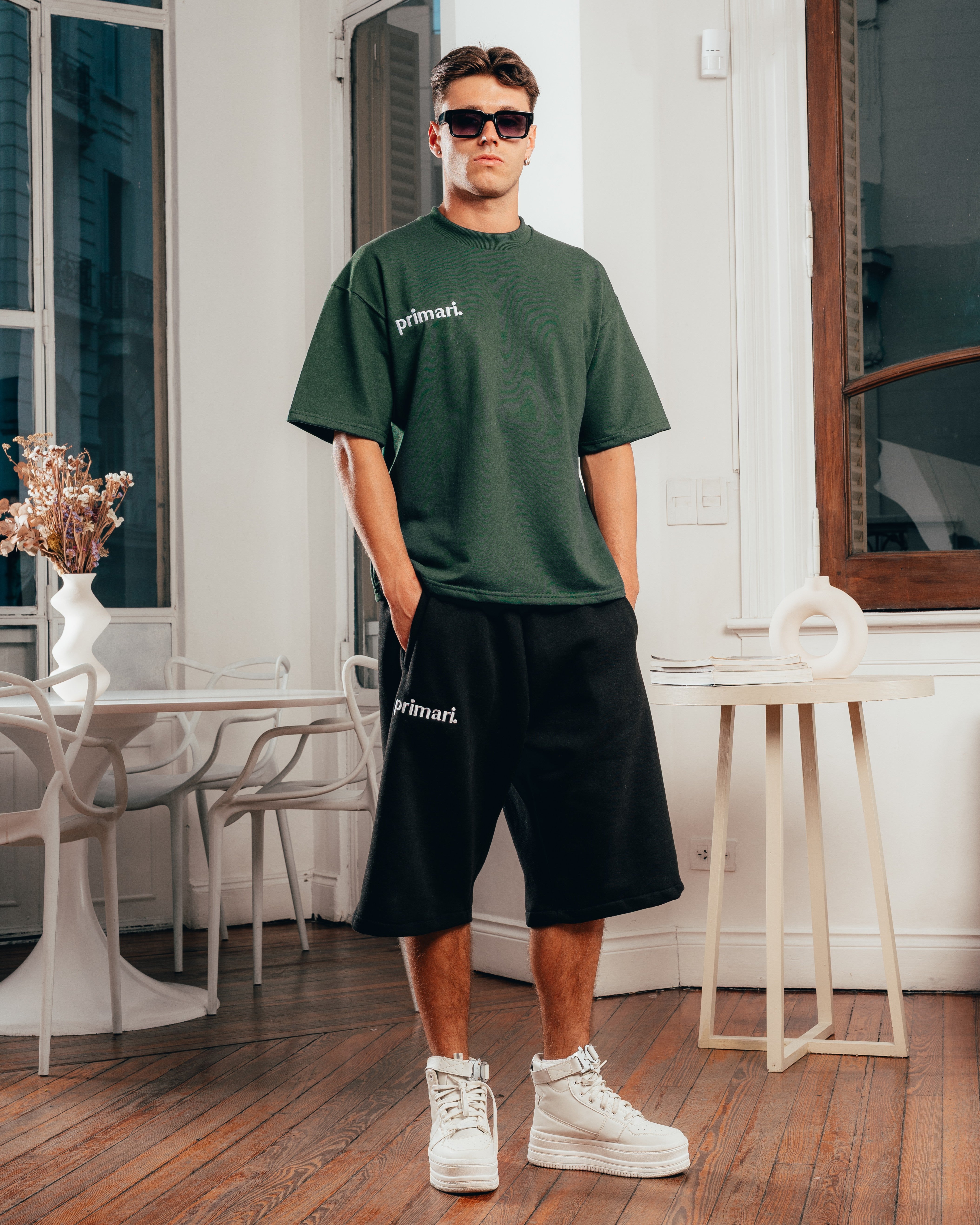 REMERA EXTRA PESADA SEMIOVER LETTER [ PRIMARI ] GREEN