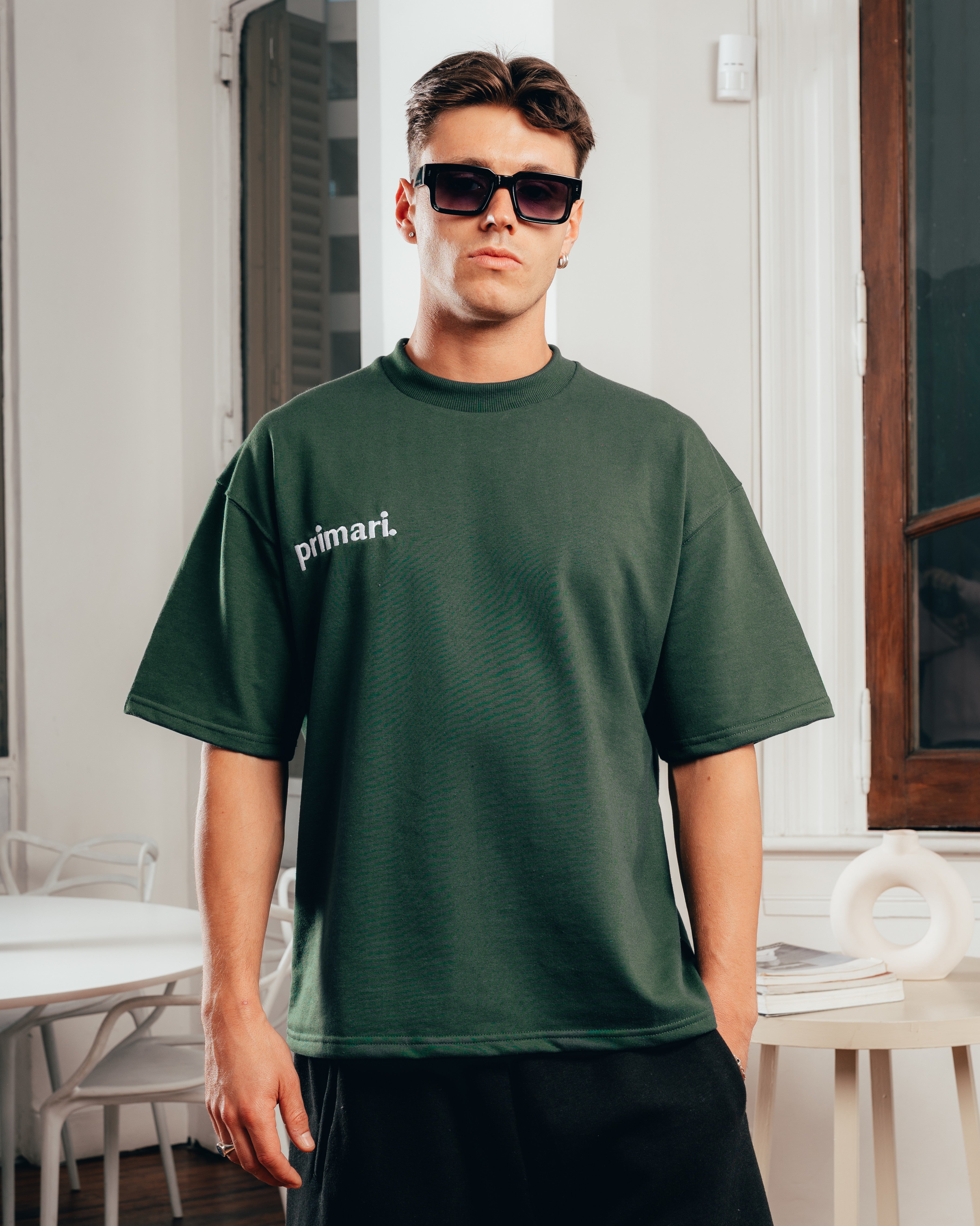 REMERA EXTRA PESADA SEMIOVER LETTER [ PRIMARI ] GREEN