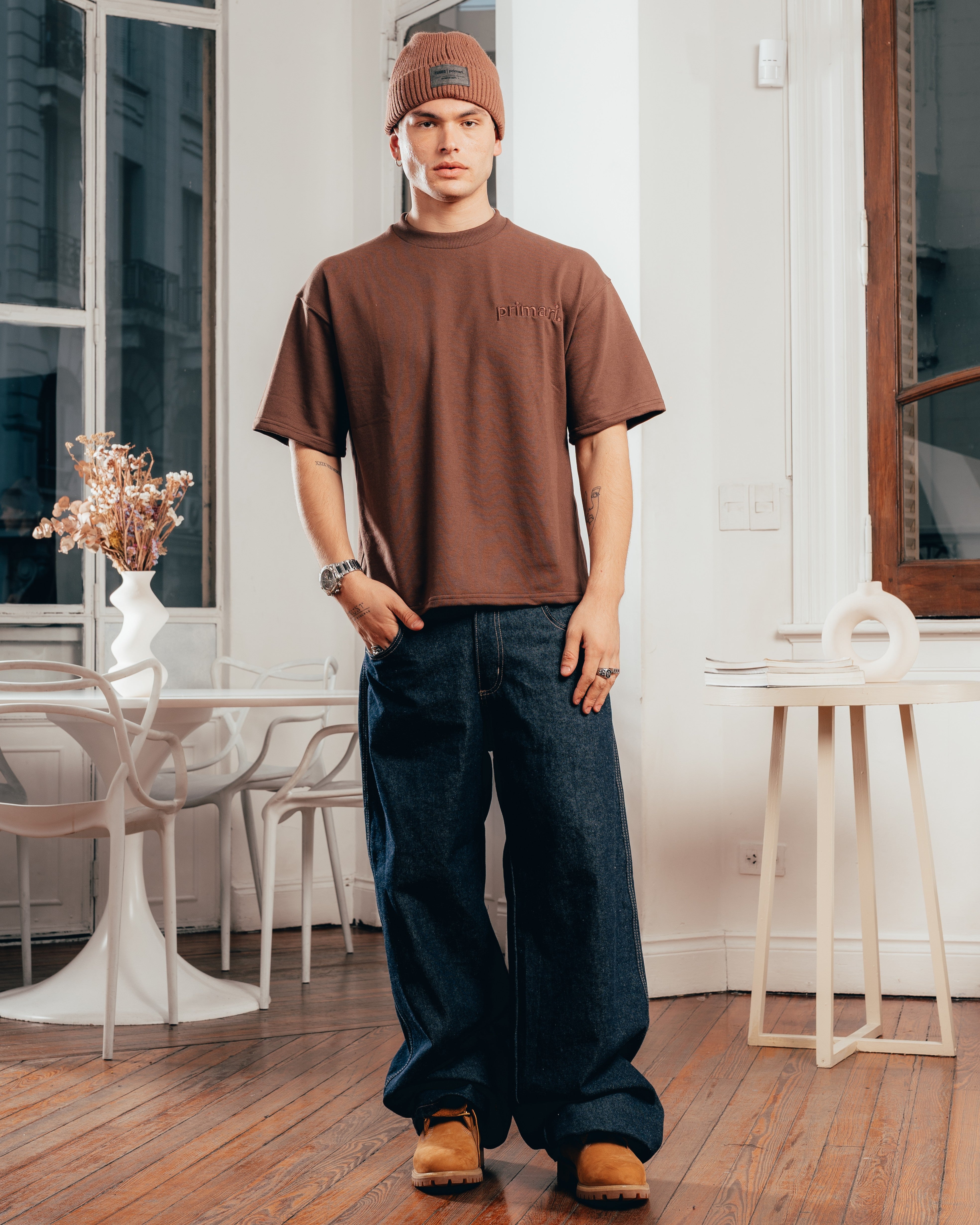 REMERA EXTRA PESADA SEMIOVER [ PRIMARI ] SIMPLE BROWN