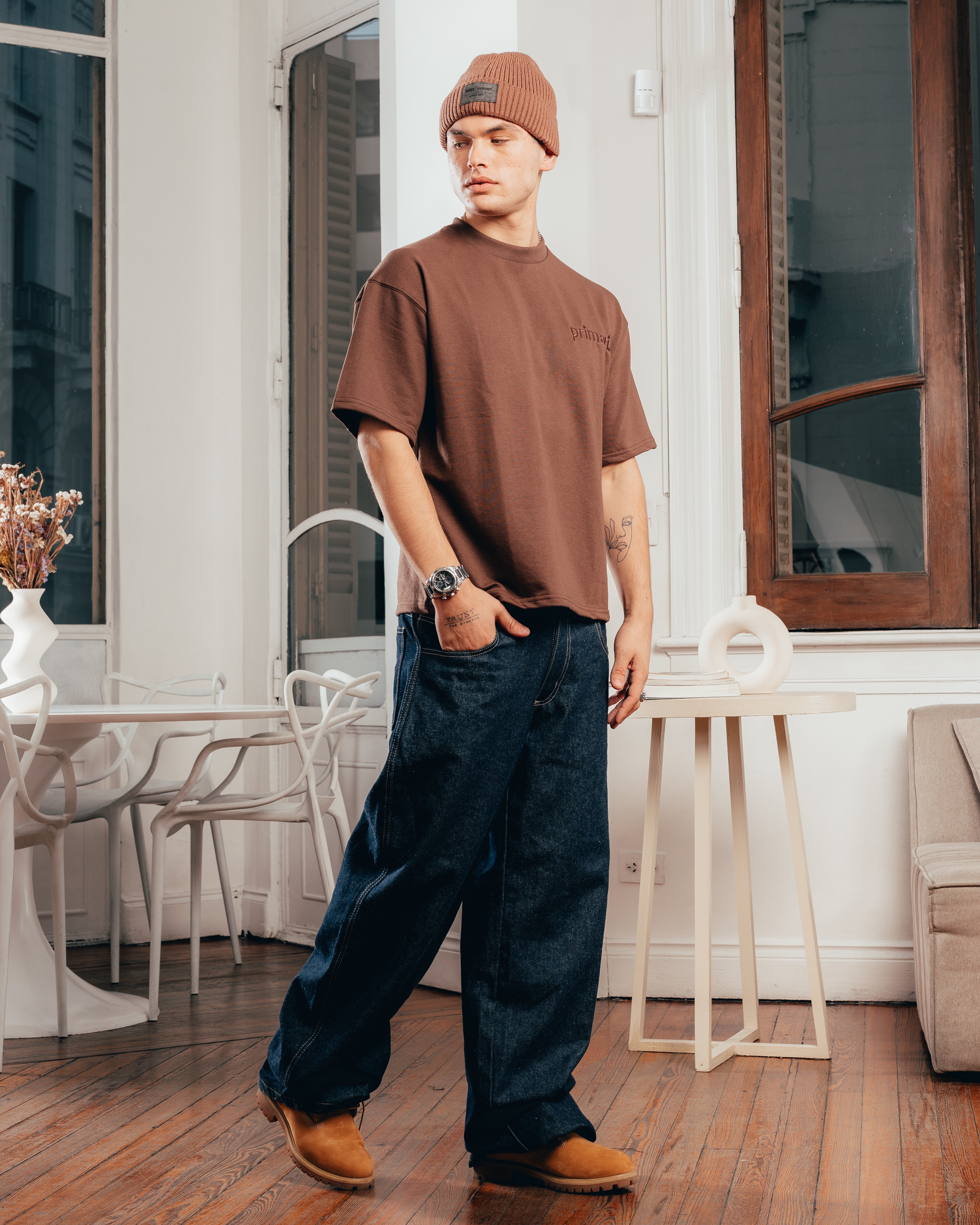 REMERA EXTRA PESADA SEMIOVER [ PRIMARI ] SIMPLE BROWN
