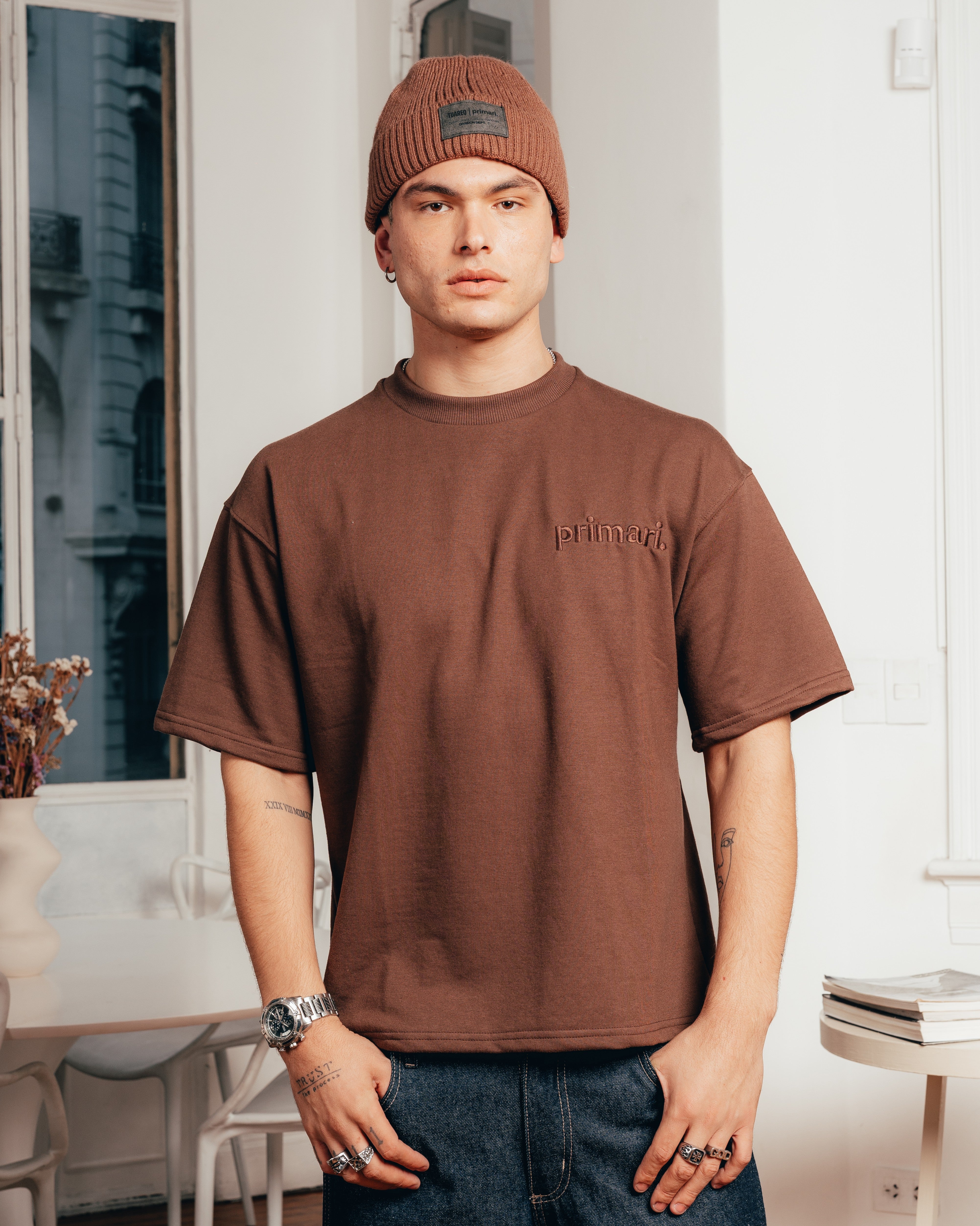 REMERA EXTRA PESADA SEMIOVER [ PRIMARI ] SIMPLE BROWN