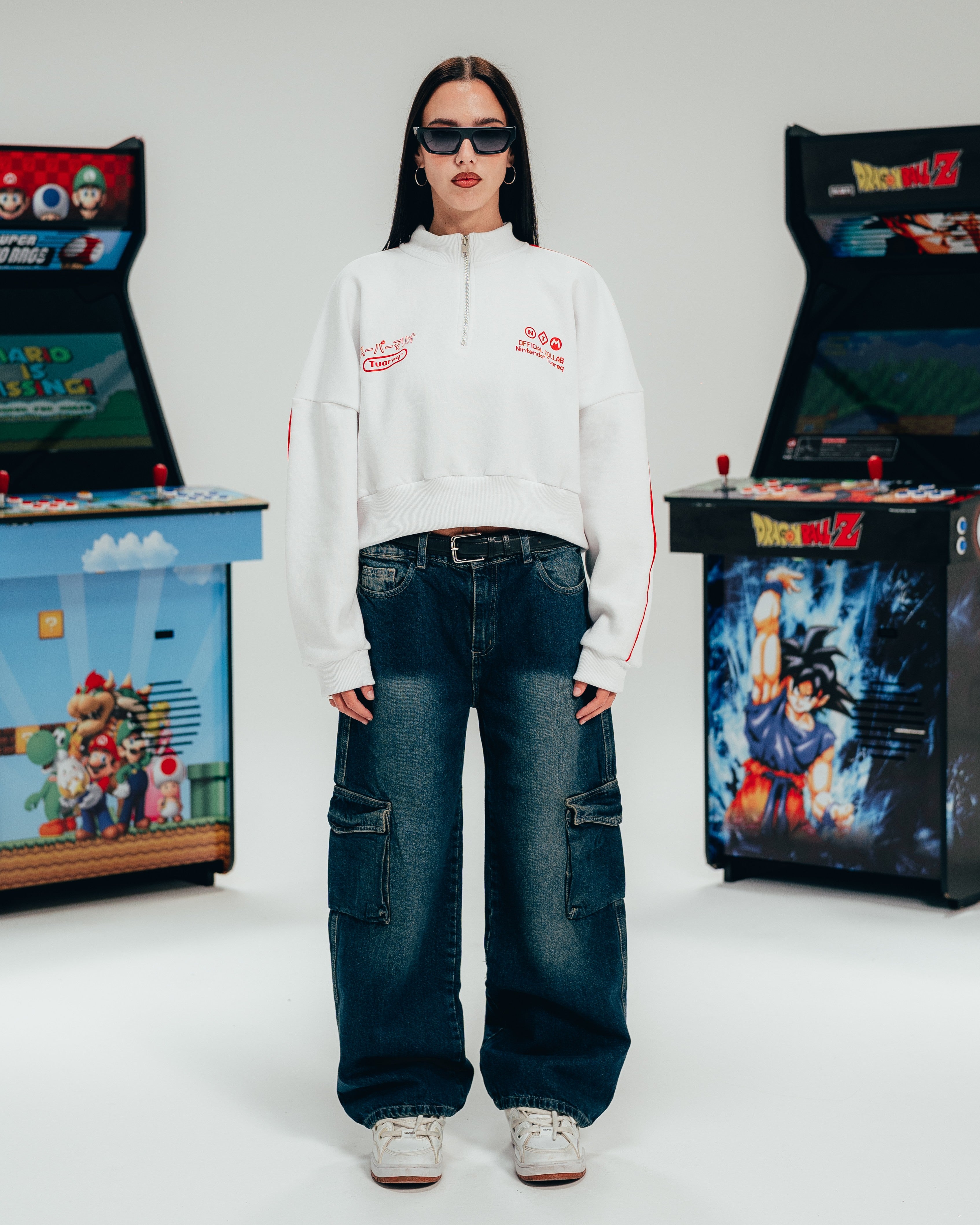 BUZO CROP [ NINTENDO ] FEMME WHITE