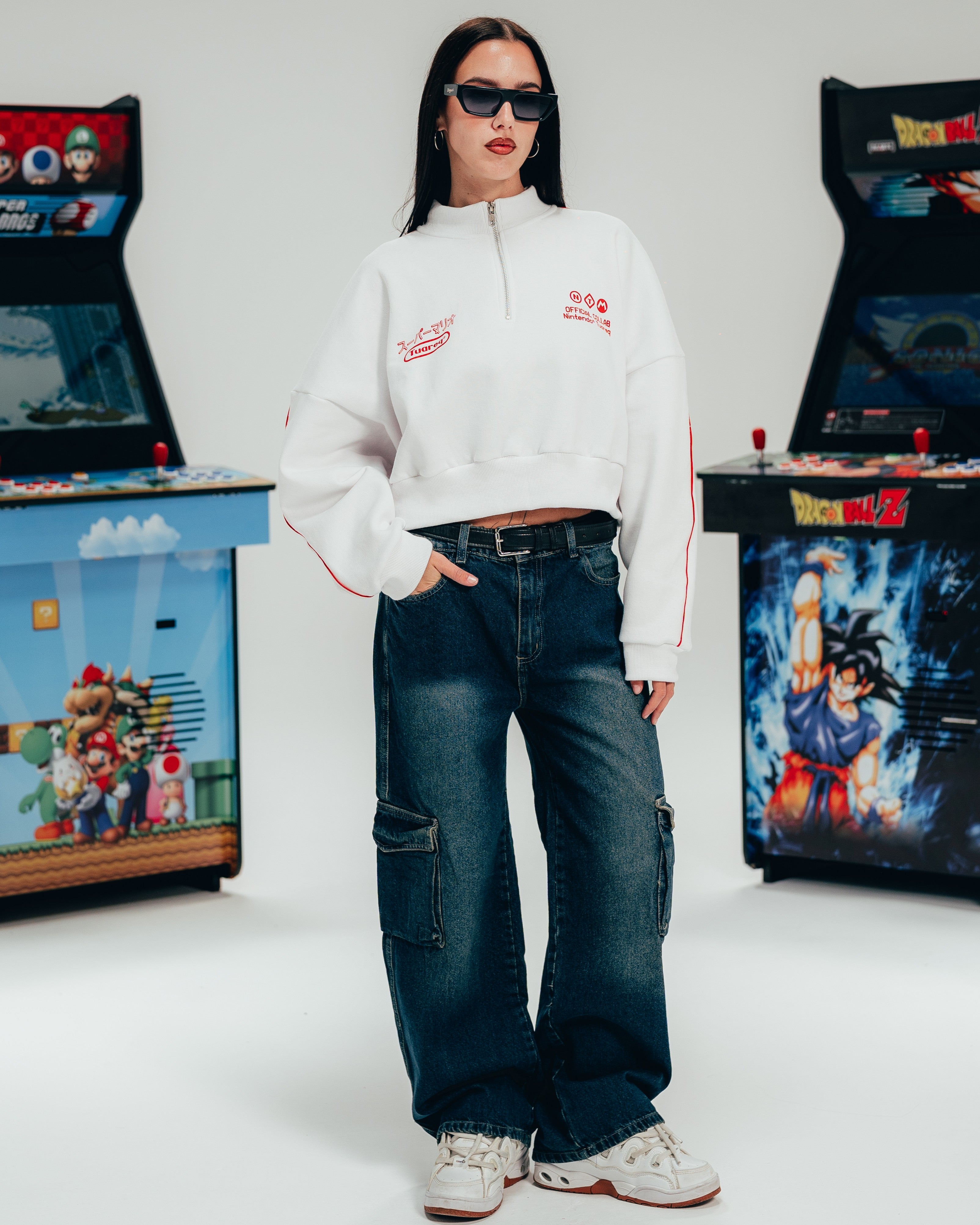 BUZO CROP [ NINTENDO ] FEMME WHITE