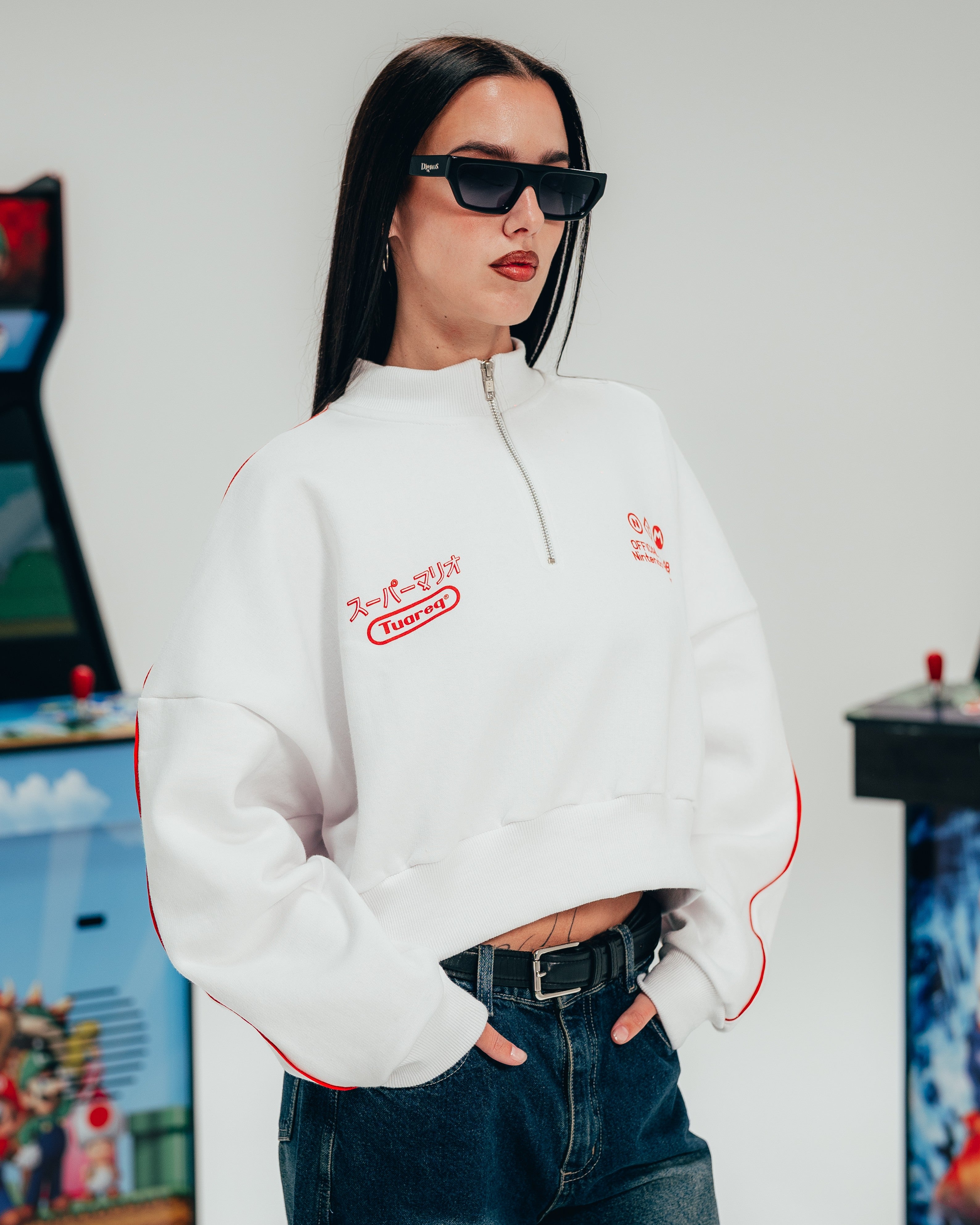 BUZO CROP [ NINTENDO ] FEMME WHITE