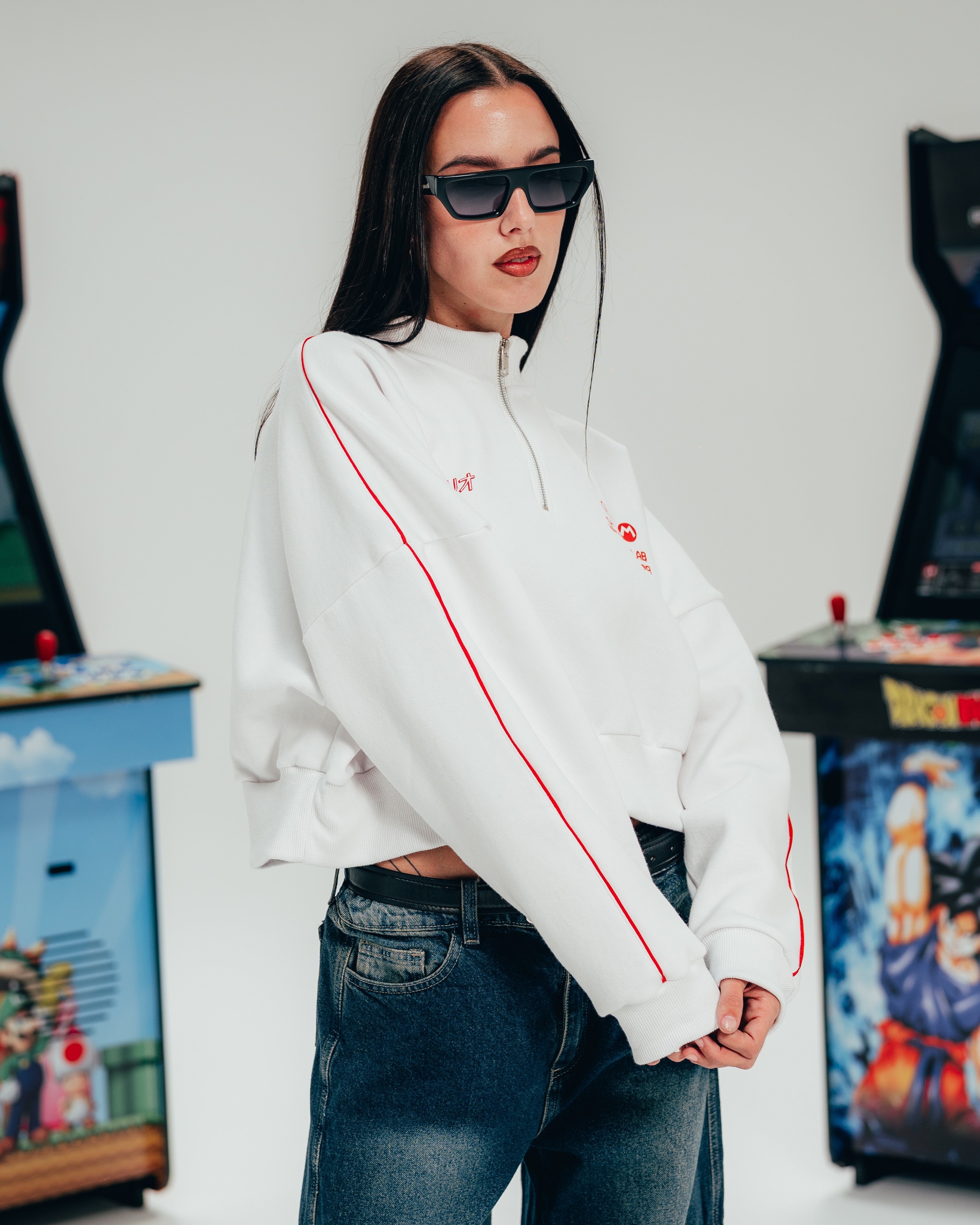 BUZO CROP [ NINTENDO ] FEMME WHITE
