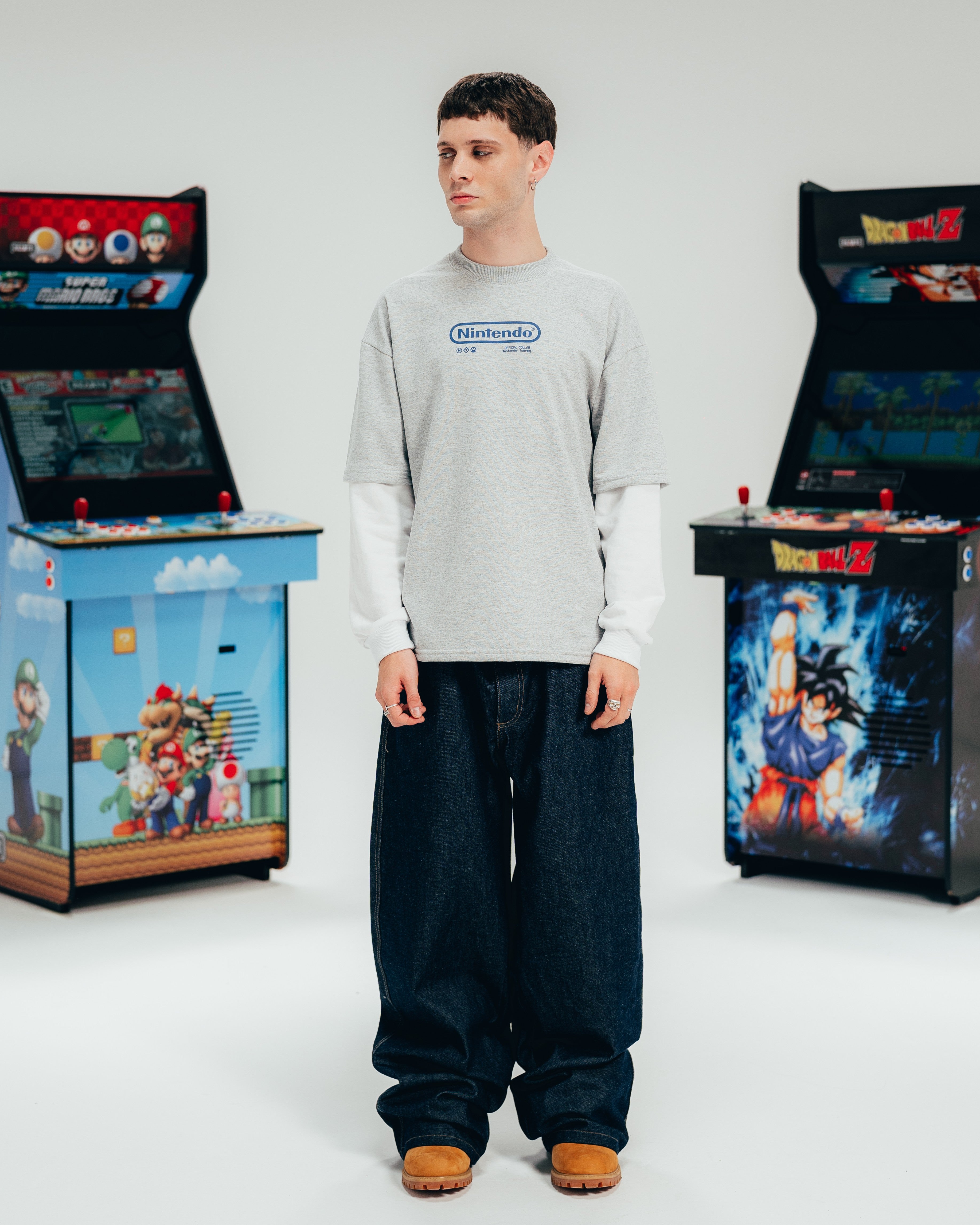 CREWNECK DOBLE MANGA [ NINTENDO ] RETRO GREY