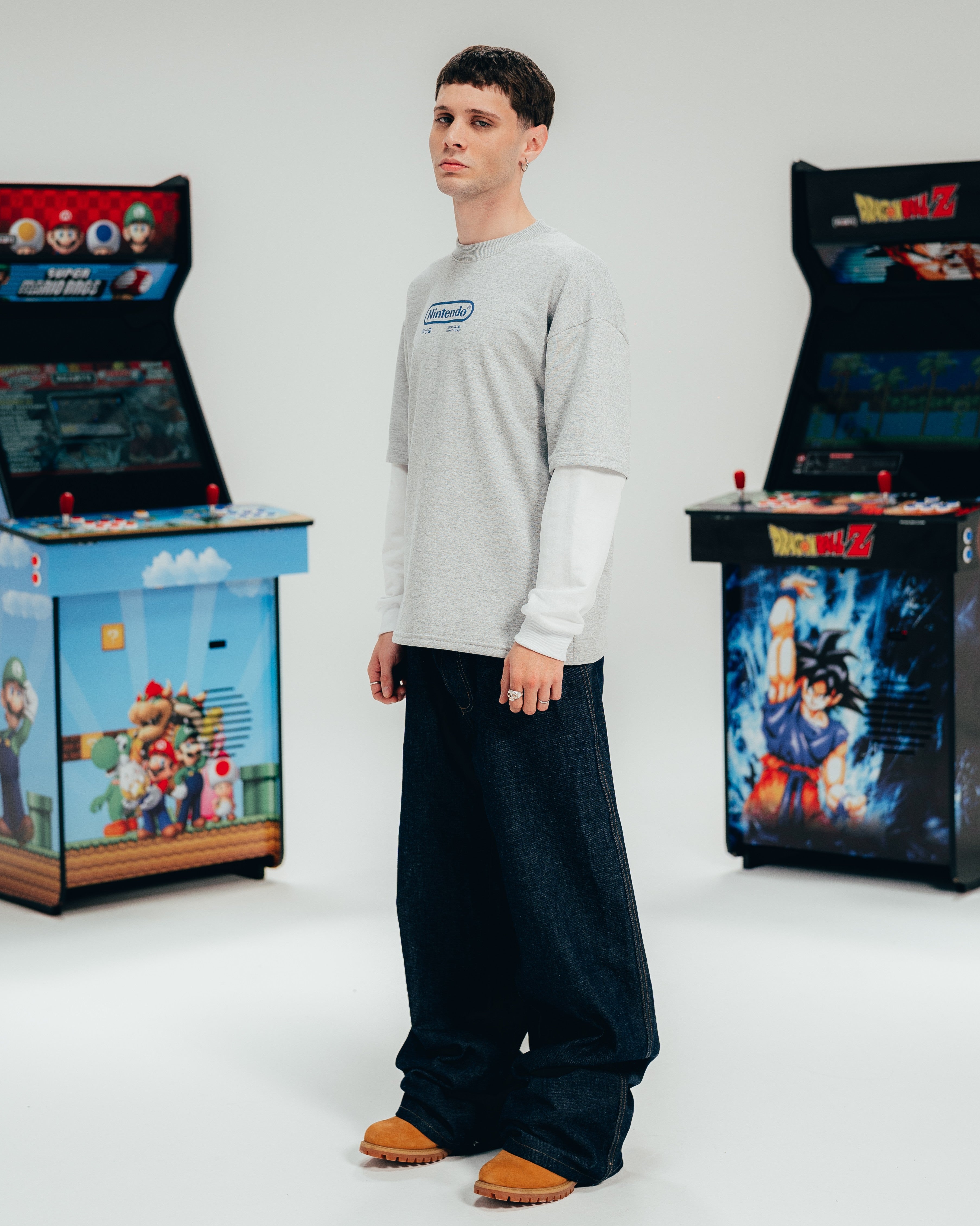 CREWNECK DOBLE MANGA [ NINTENDO ] RETRO GREY