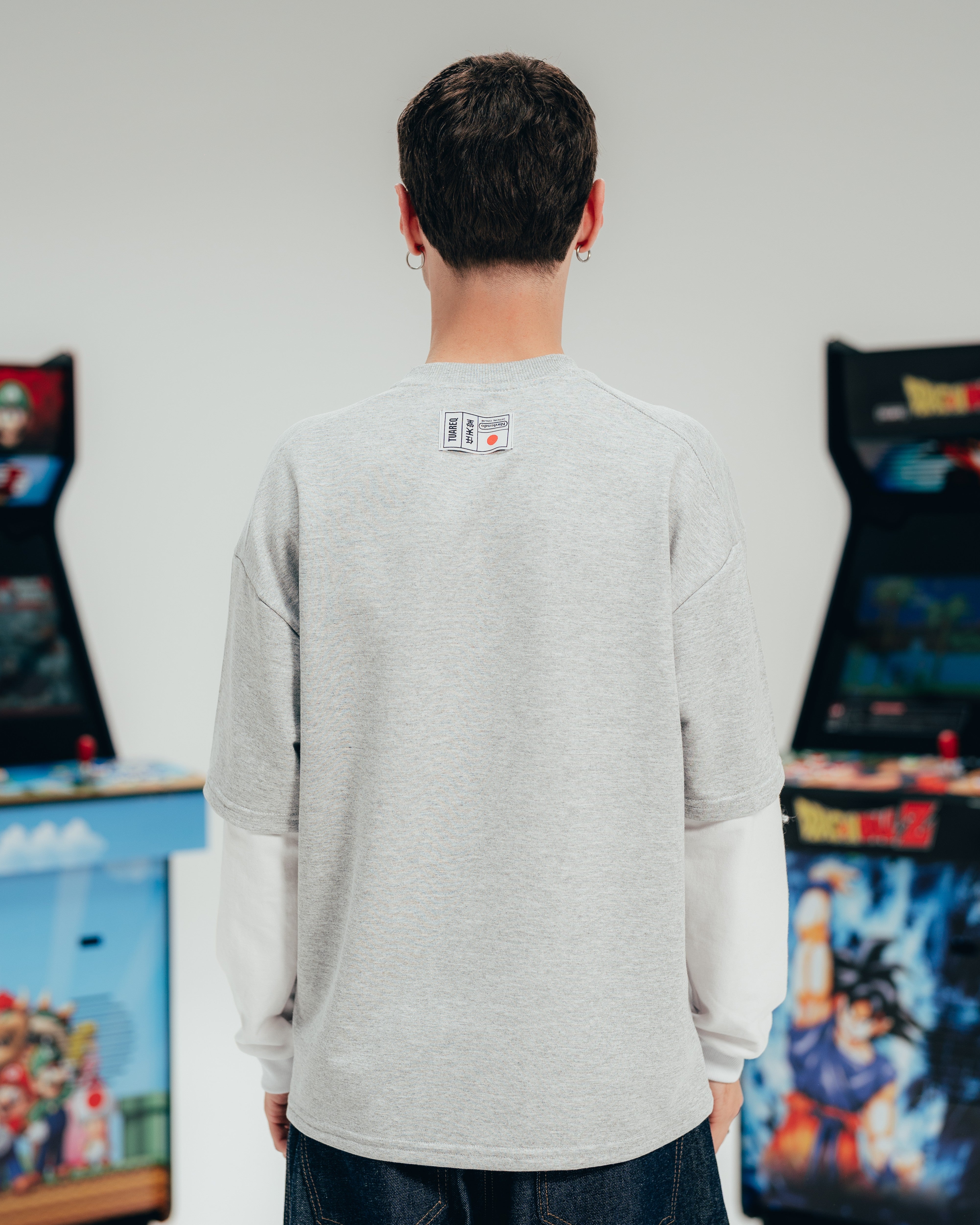 CREWNECK DOBLE MANGA [ NINTENDO ] RETRO GREY