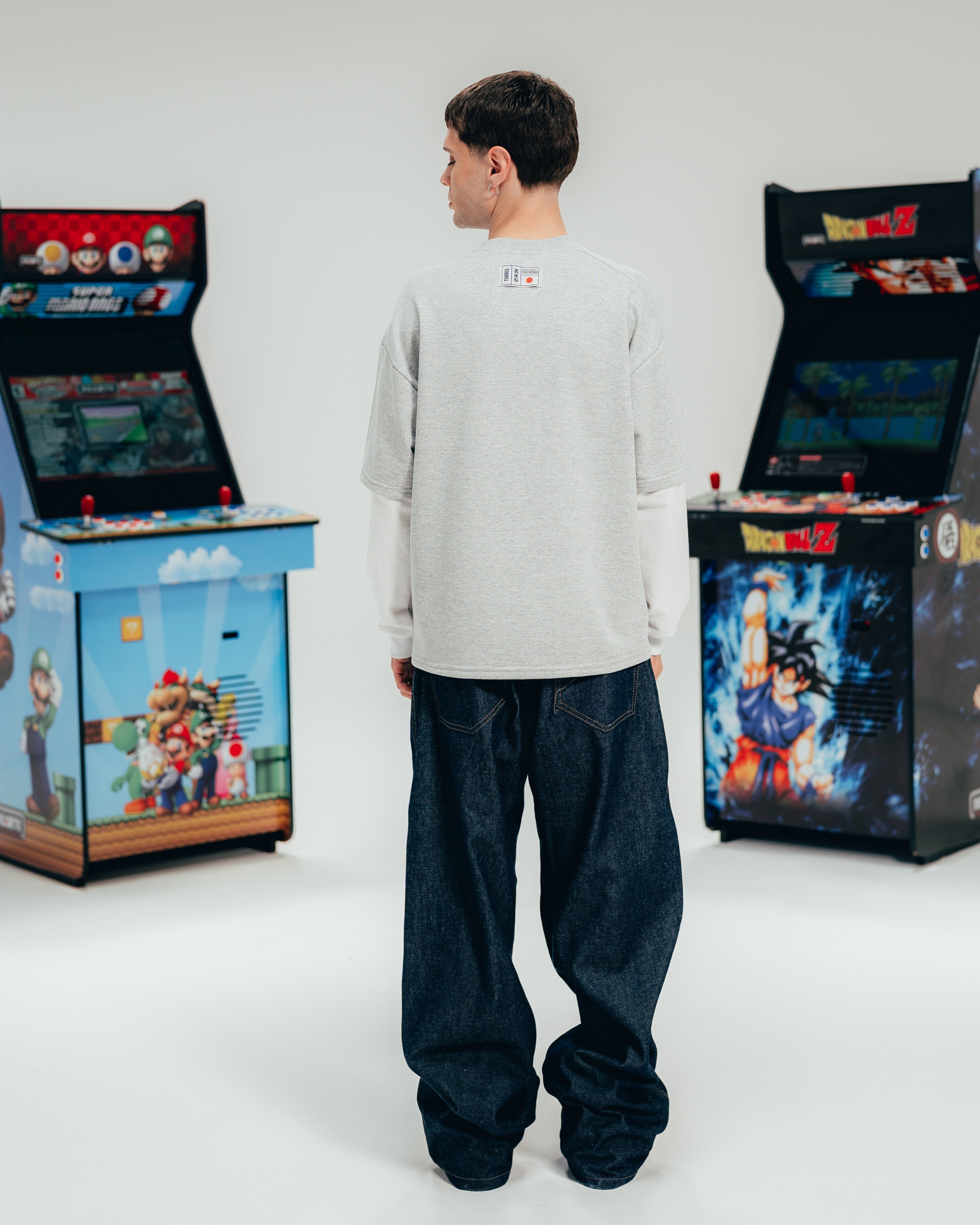 CREWNECK DOBLE MANGA [ NINTENDO ] RETRO GREY