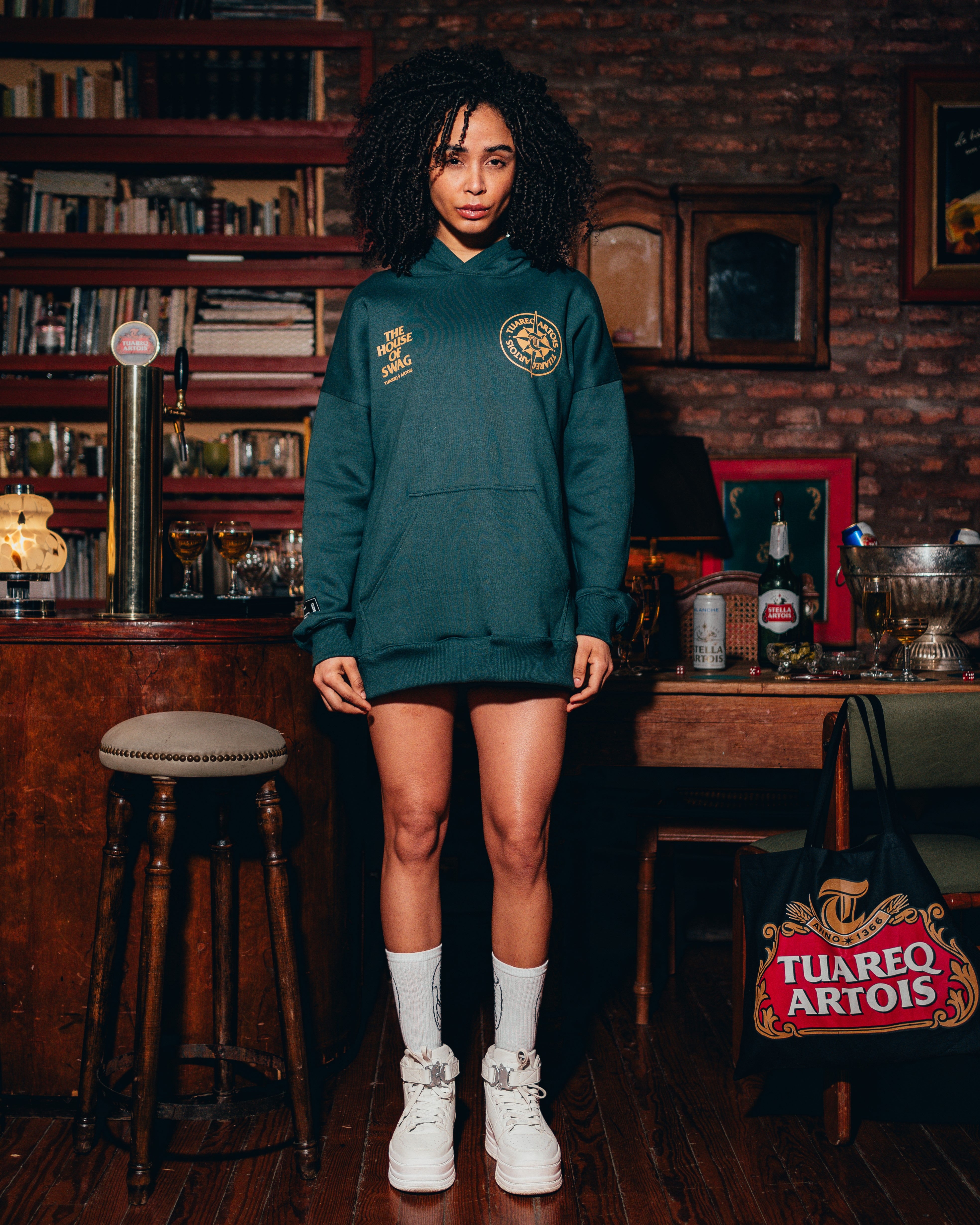 HOODIE PESADO [ STELLA ARTOIS ]  BOTTLE GREEN