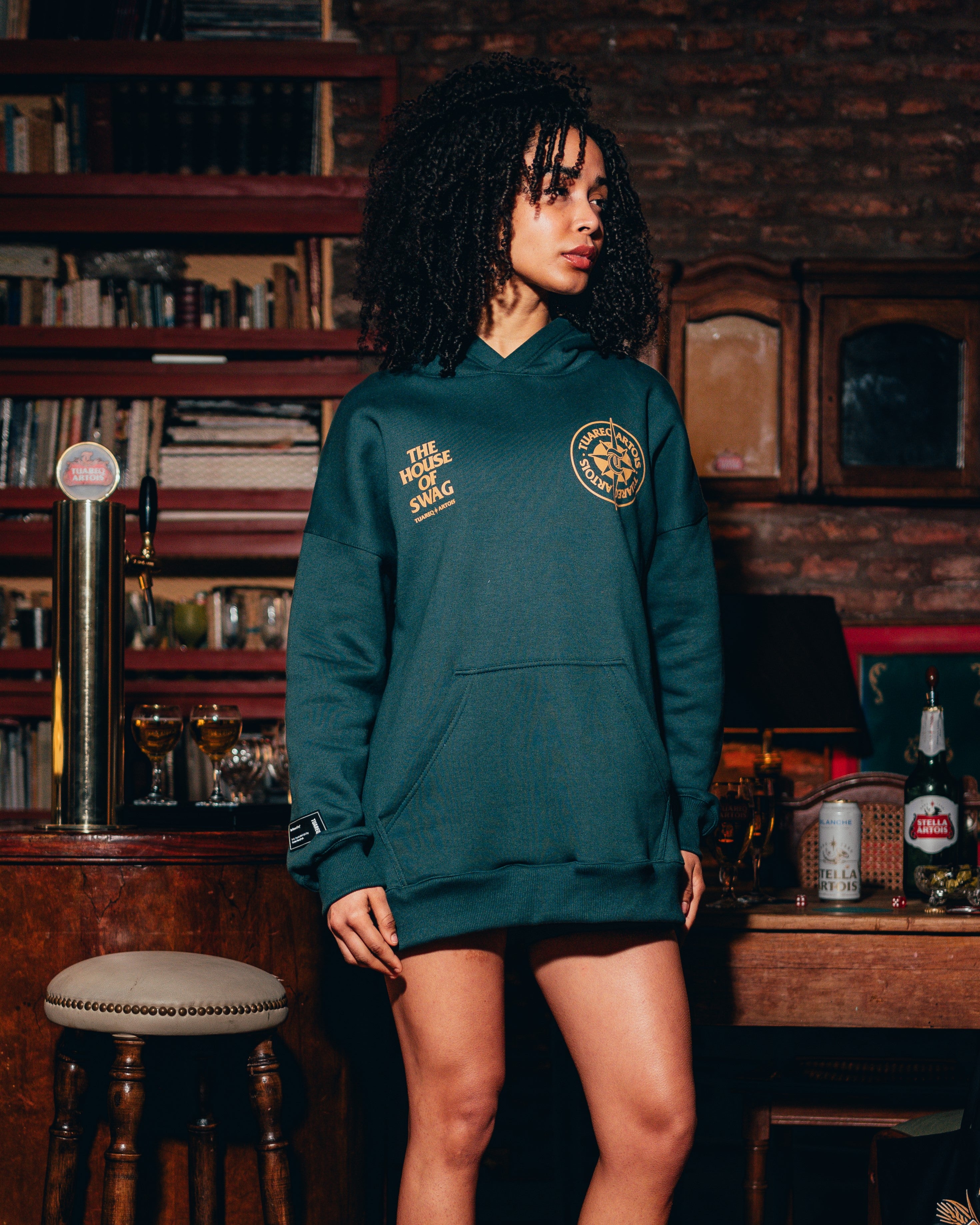 HOODIE PESADO [ STELLA ARTOIS ]  BOTTLE GREEN