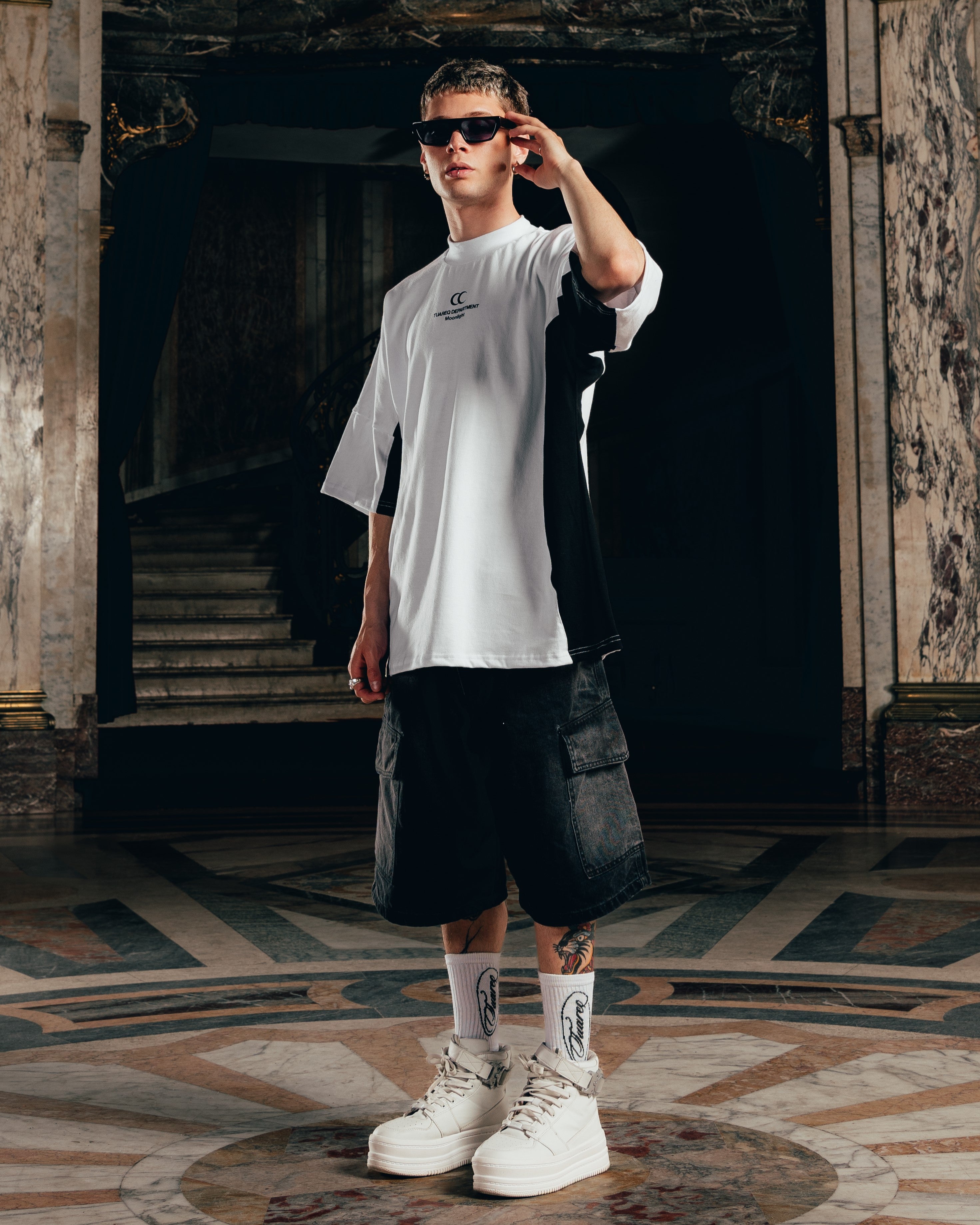 REMERA OVERSIZED [ BICOLOR ] WHITE