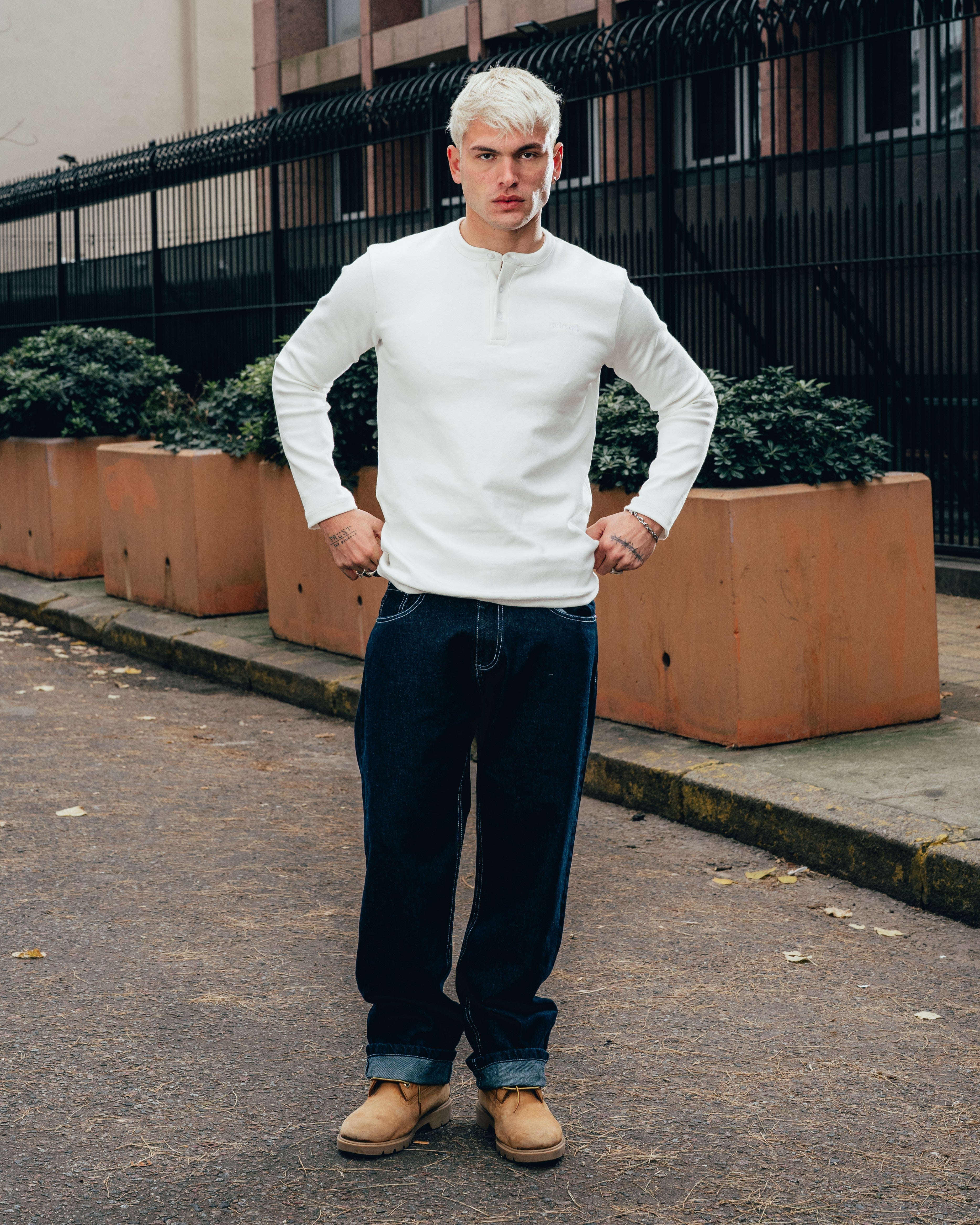 REMERA HENLEY MANGA LARGA [ PRIMARI ] WHITE