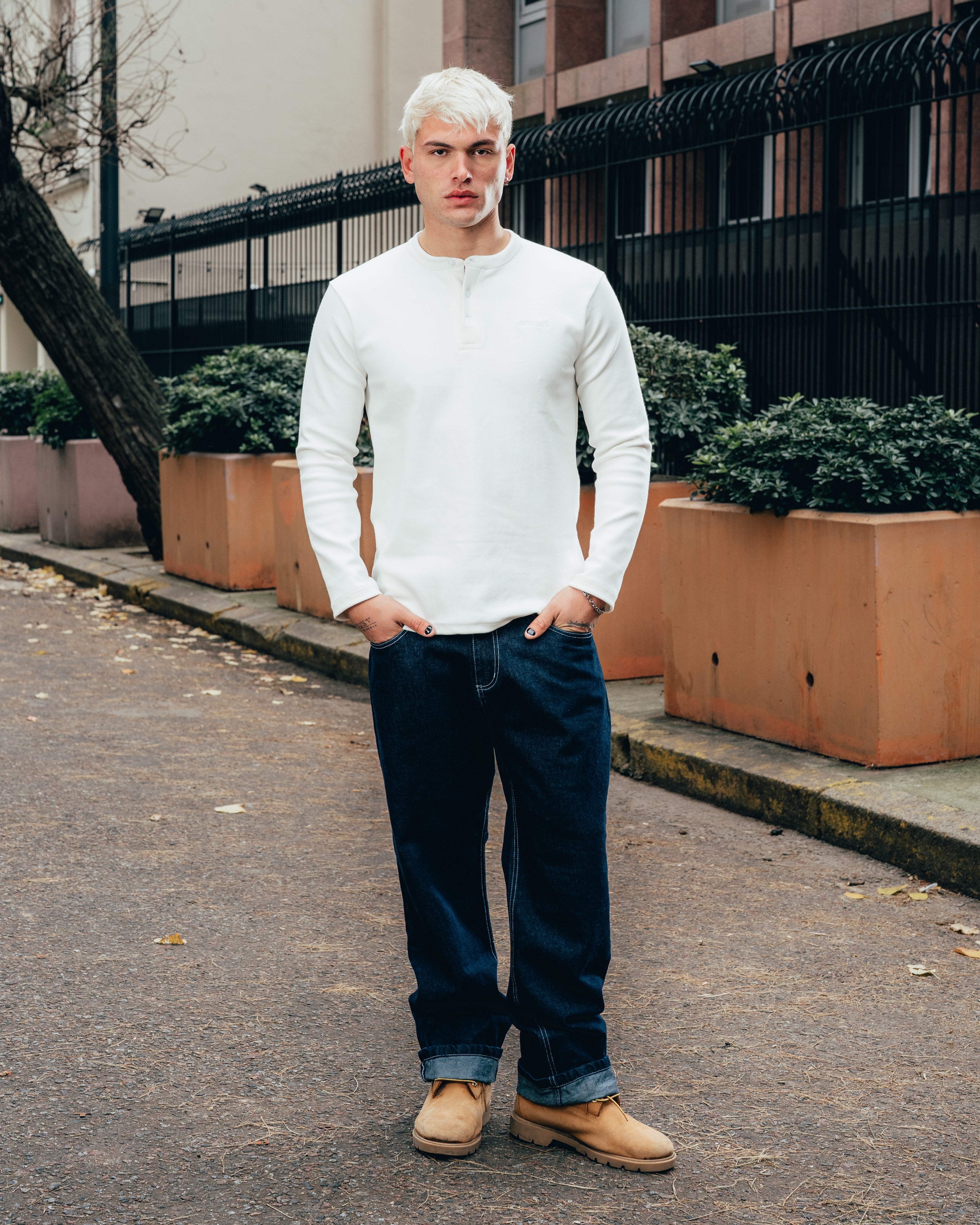 REMERA HENLEY MANGA LARGA [ PRIMARI ] WHITE