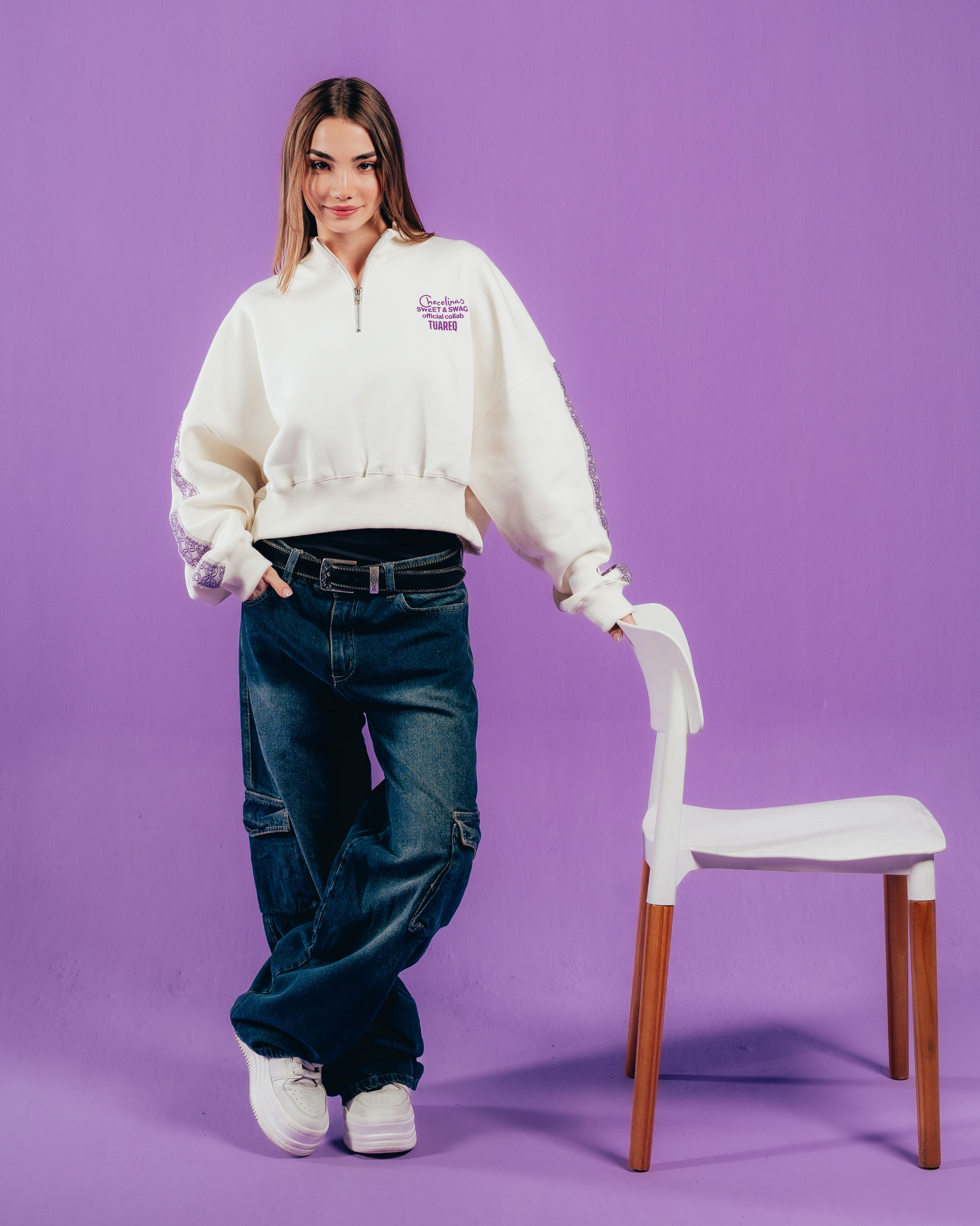BUZO CROP [ CHOCOLINAS ] GALON FEMME WHITE