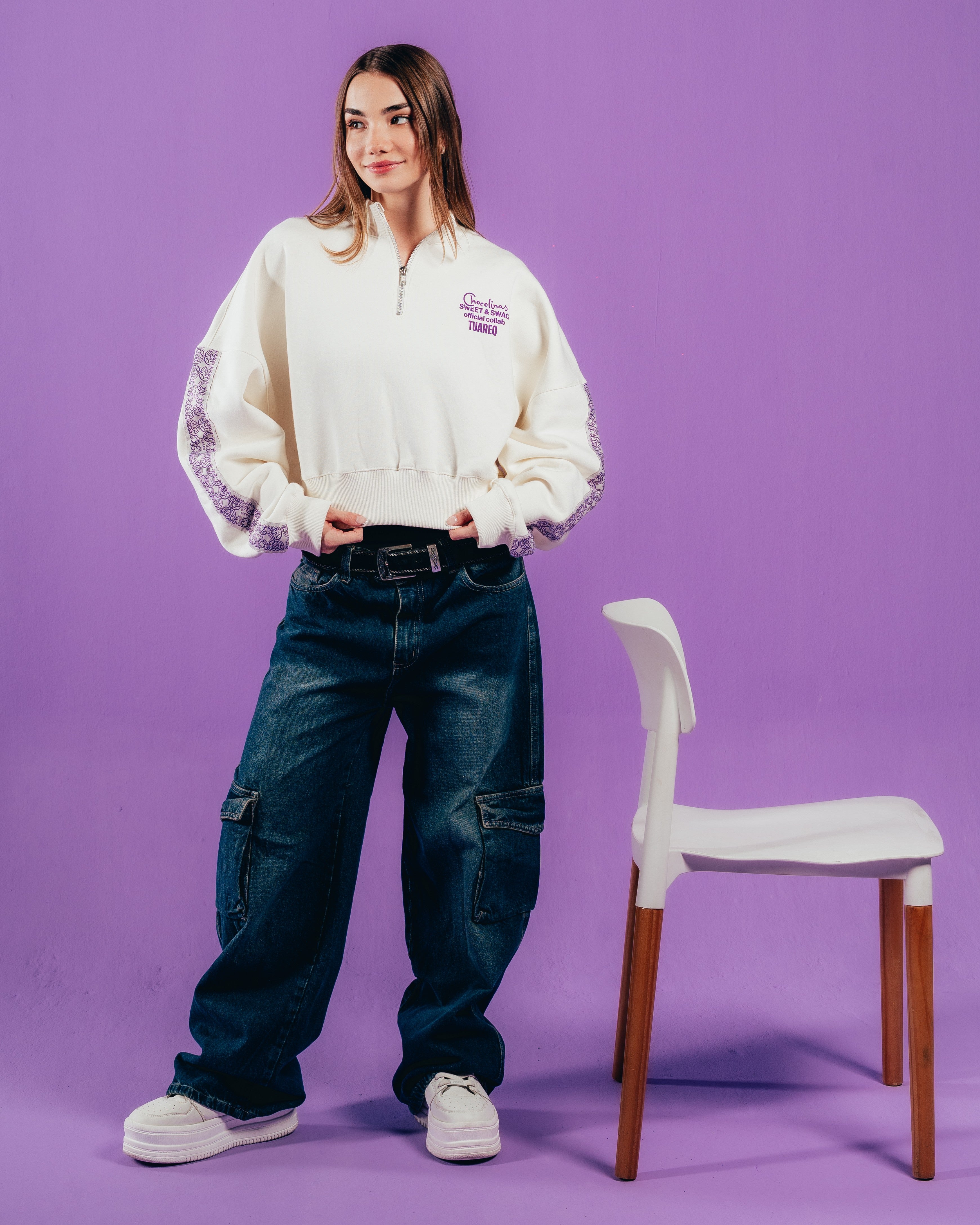 BUZO CROP [ CHOCOLINAS ] GALON FEMME WHITE
