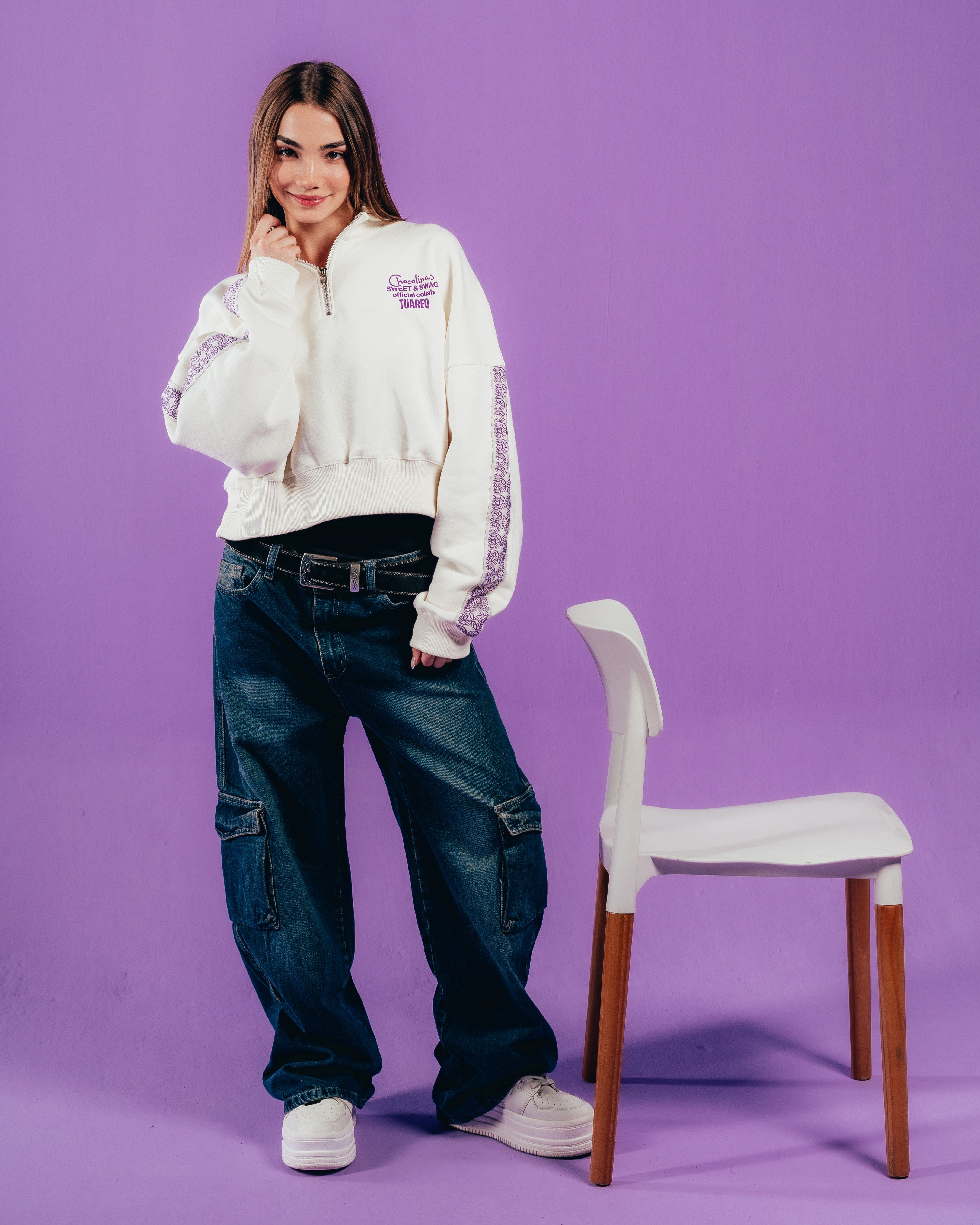 BUZO CROP [ CHOCOLINAS ] GALON FEMME WHITE