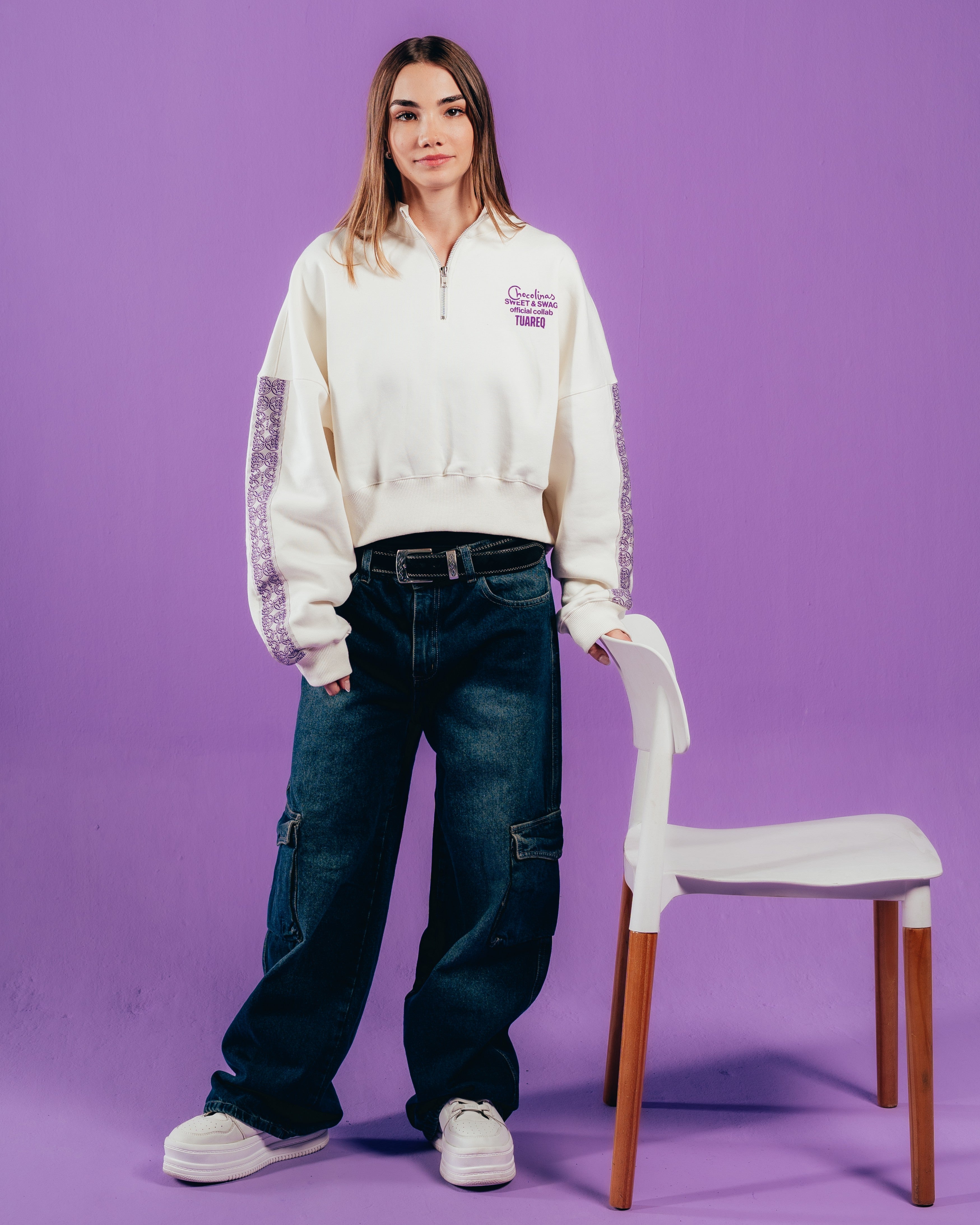 BUZO CROP [ CHOCOLINAS ] GALON FEMME WHITE
