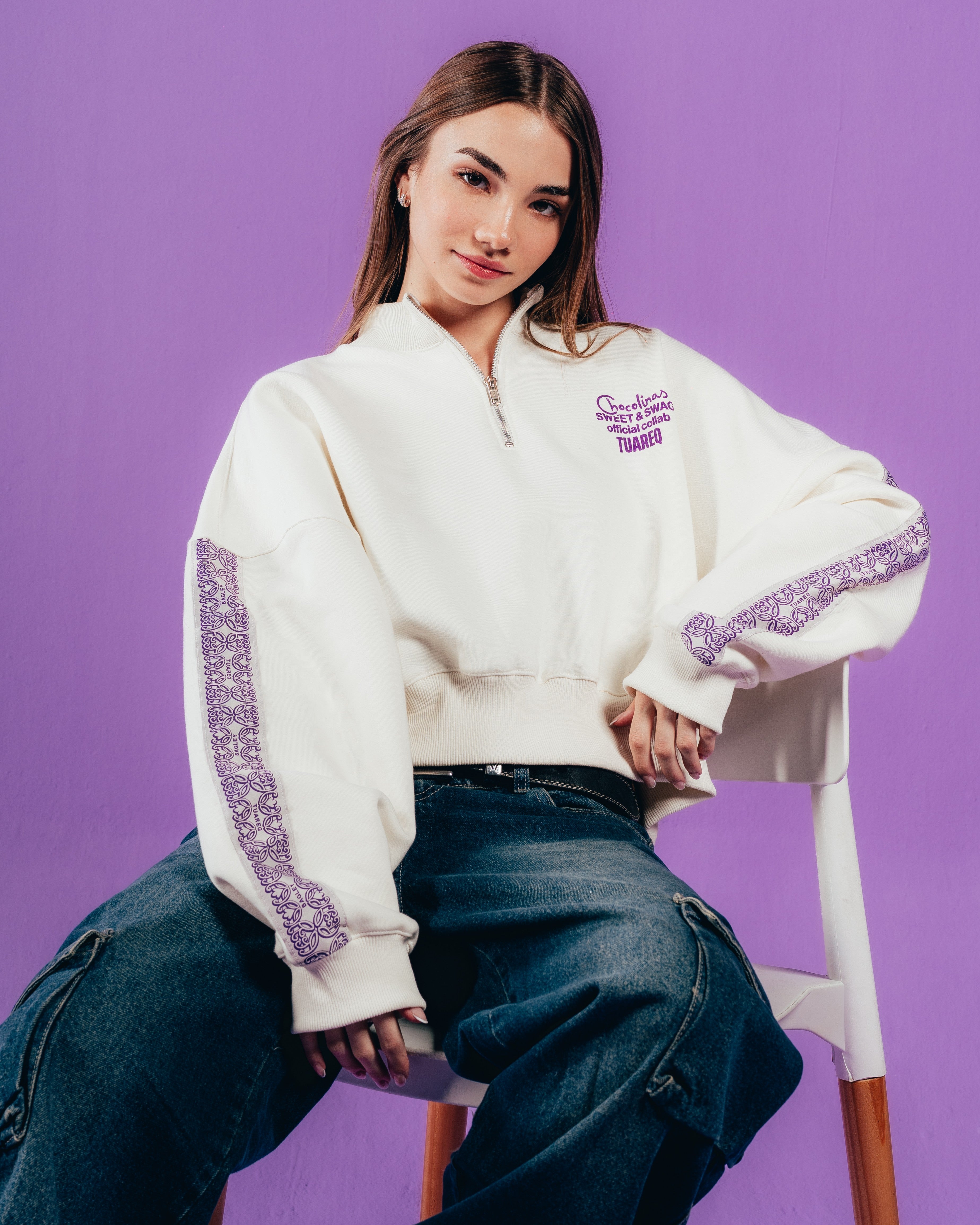 BUZO CROP [ CHOCOLINAS ] GALON FEMME WHITE