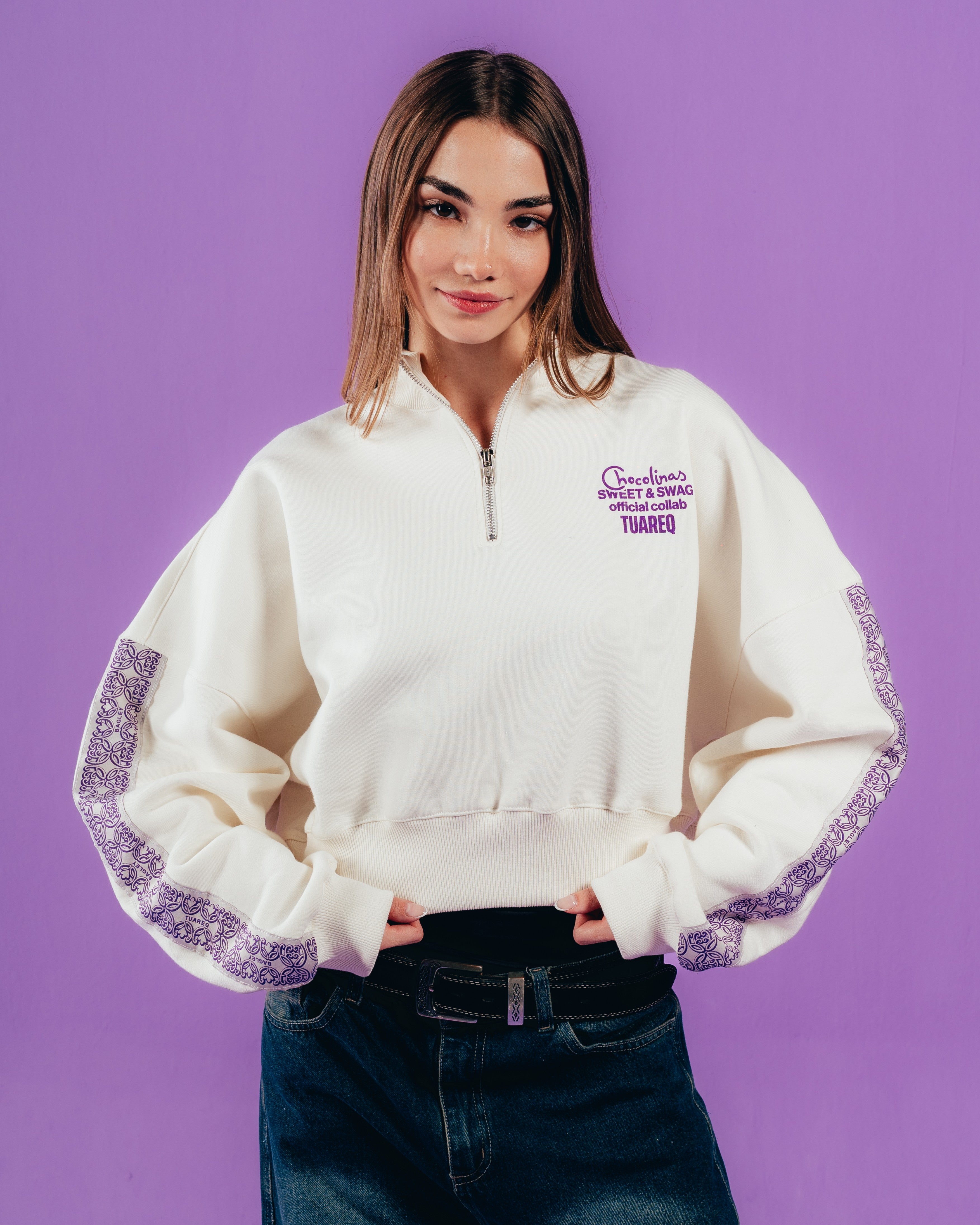 BUZO CROP [ CHOCOLINAS ] GALON FEMME WHITE
