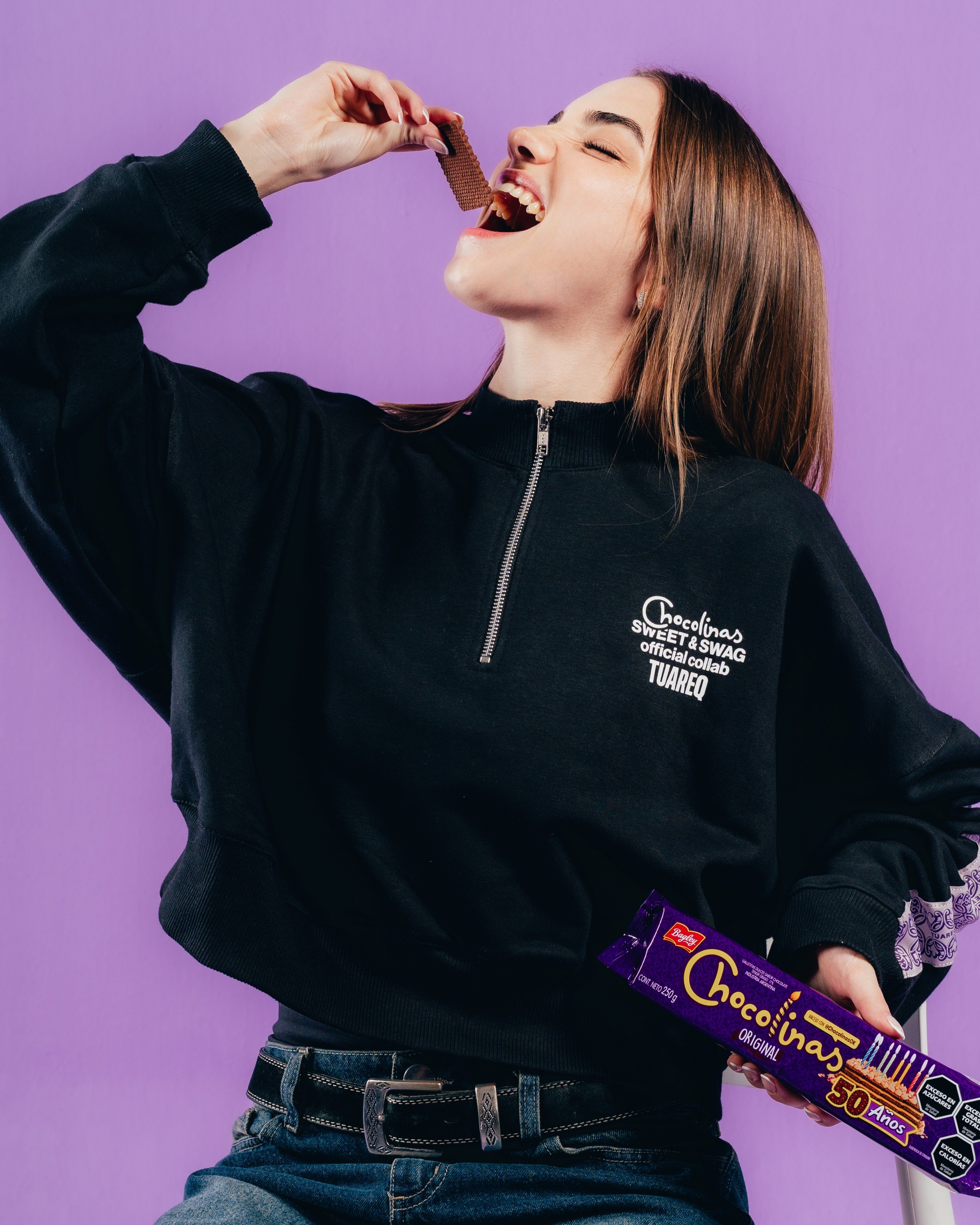 BUZO CROP [ CHOCOLINAS ] GALON FEMME BLACK