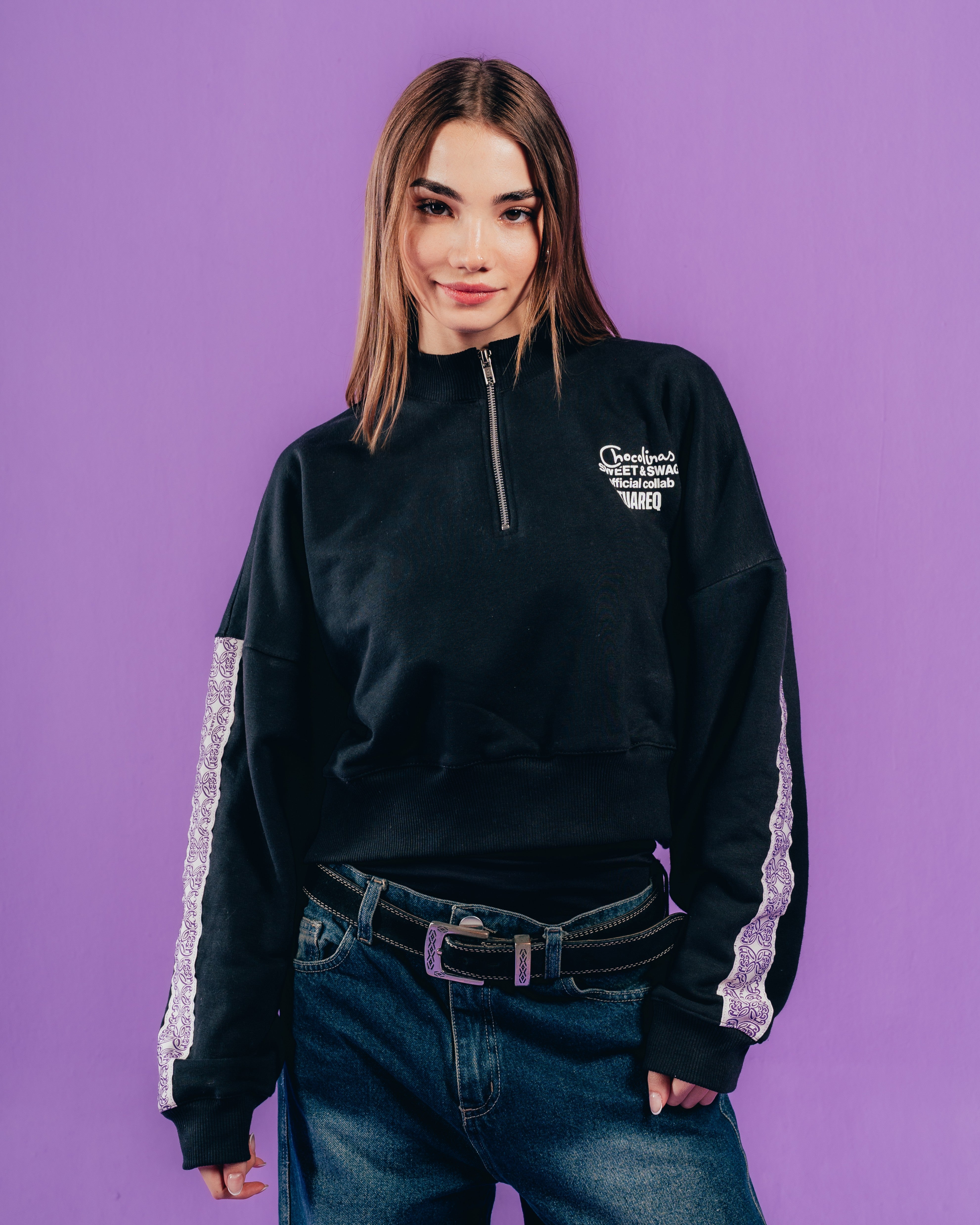 BUZO CROP [ CHOCOLINAS ] GALON FEMME BLACK