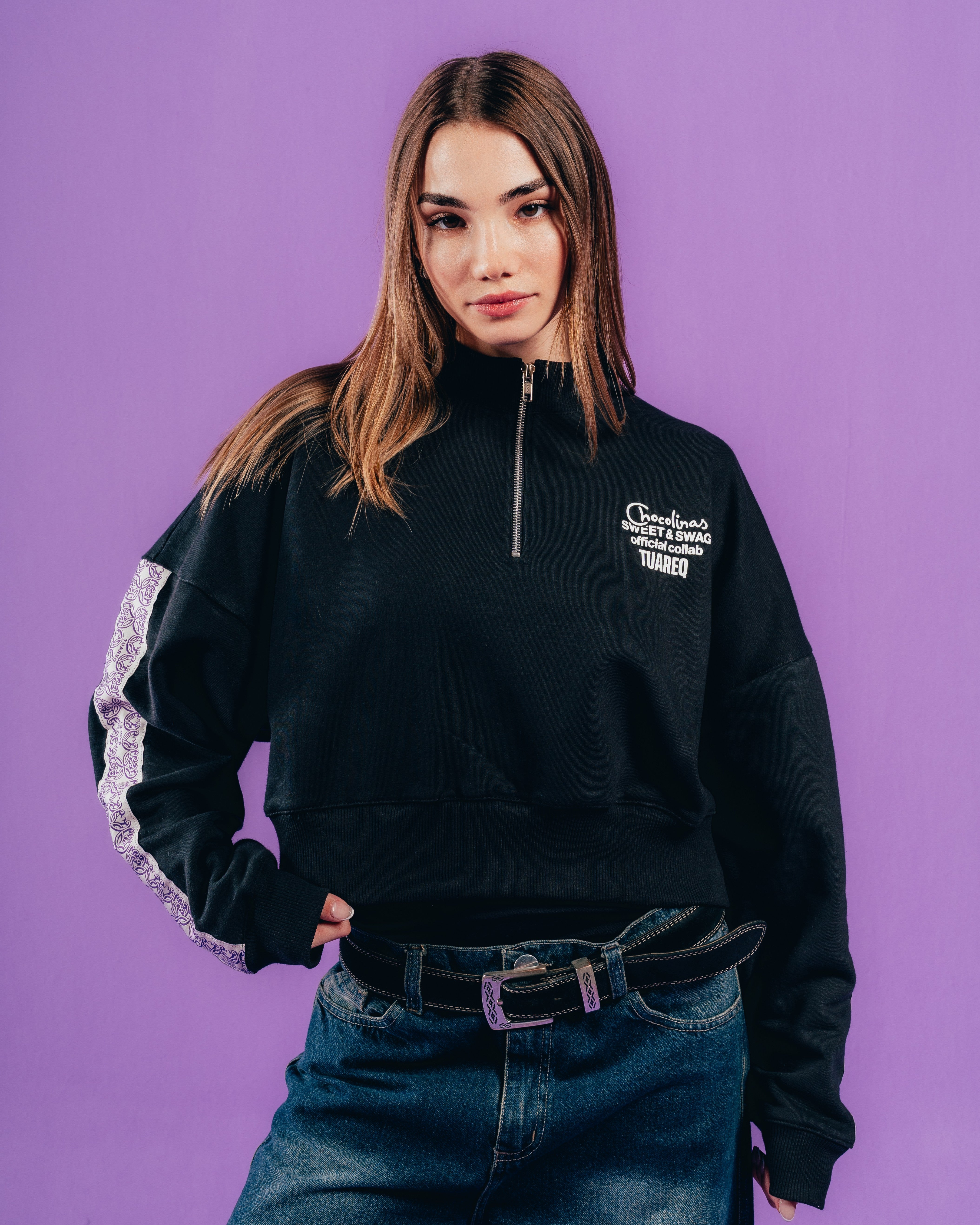 BUZO CROP [ CHOCOLINAS ] GALON FEMME BLACK