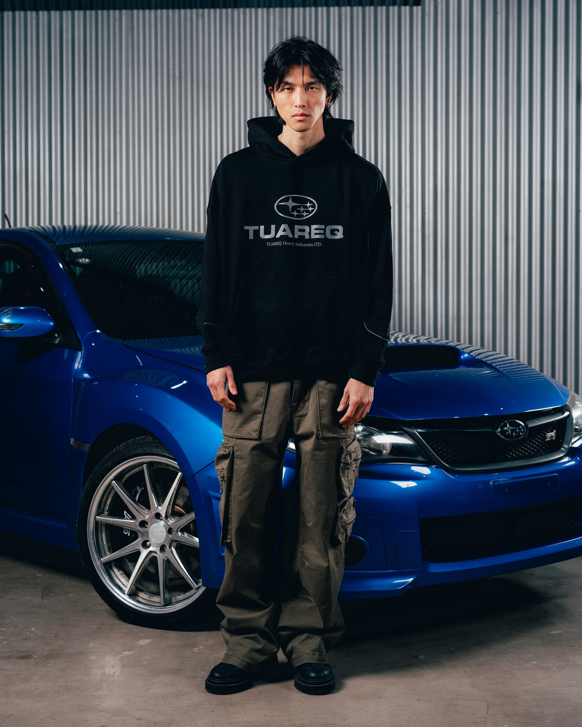 HOODIE RUSTICO [ SUBARU ] RELIEVE 2BLE BLACK