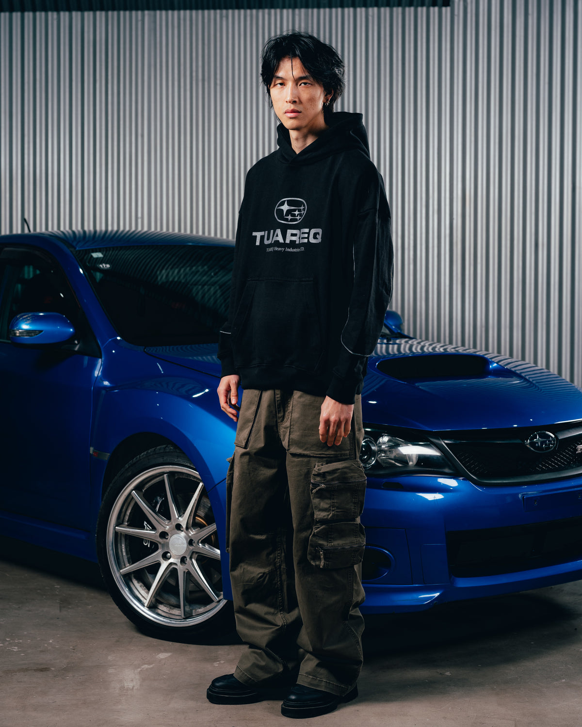 HOODIE RUSTICO [ SUBARU ] RELIEVE 2BLE BLACK