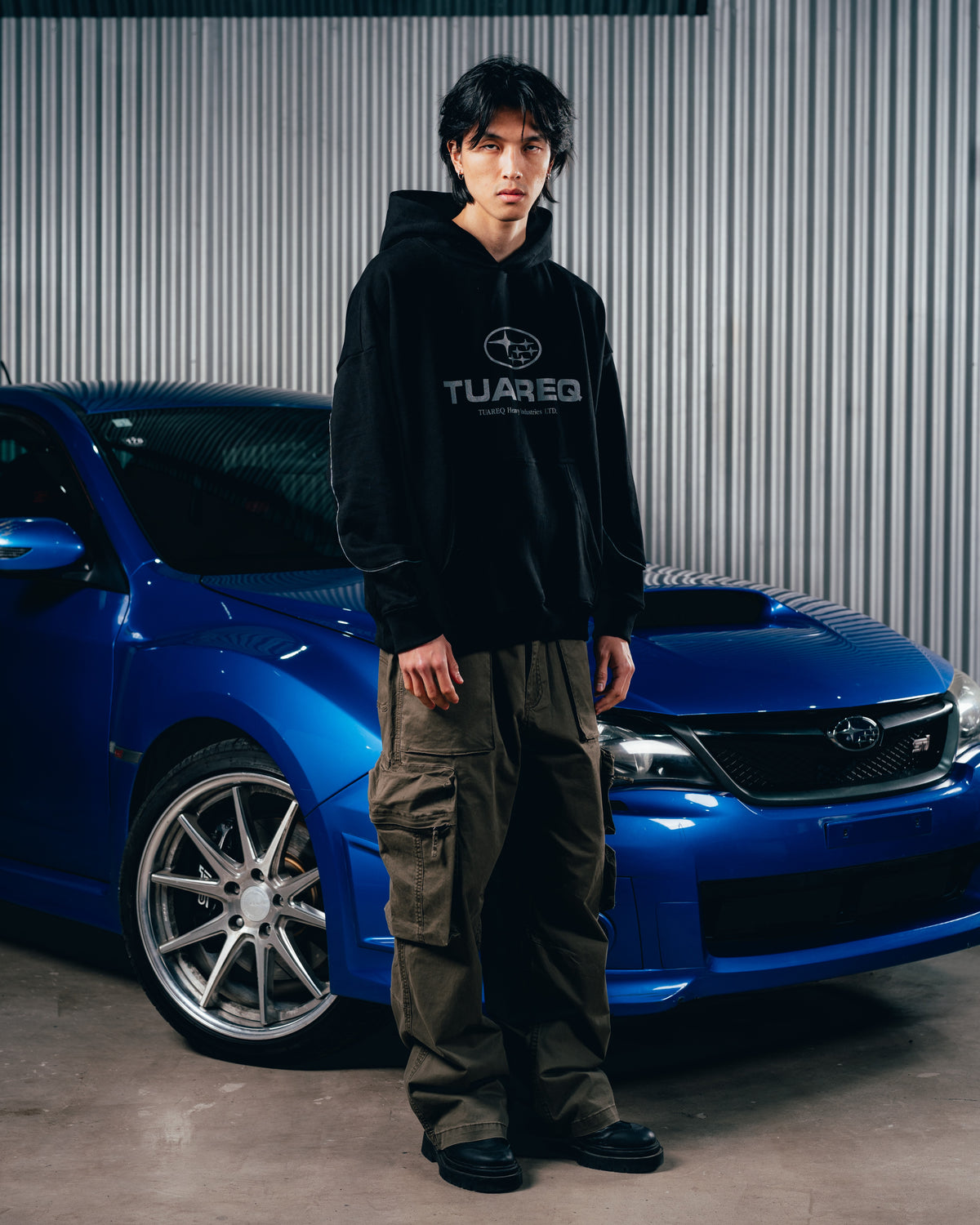 HOODIE RUSTICO [ SUBARU ] RELIEVE 2BLE BLACK