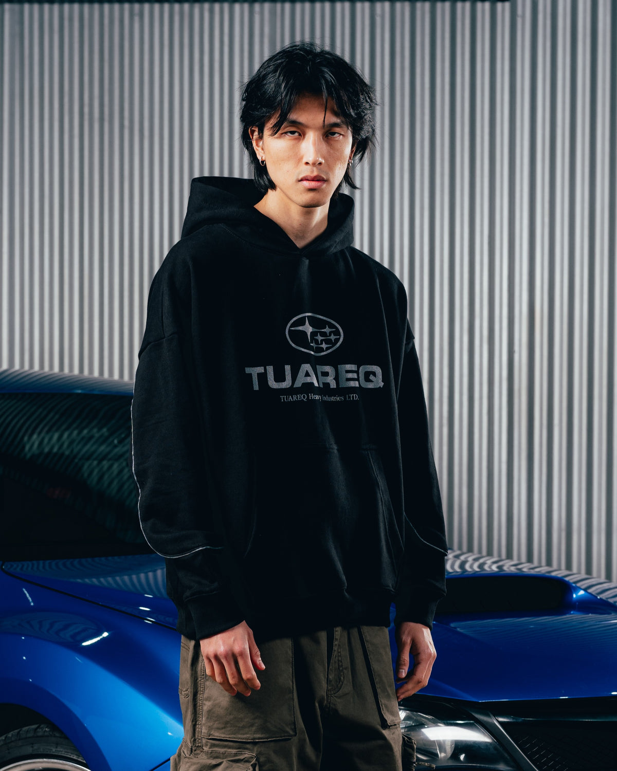 HOODIE RUSTICO [ SUBARU ] RELIEVE 2BLE BLACK