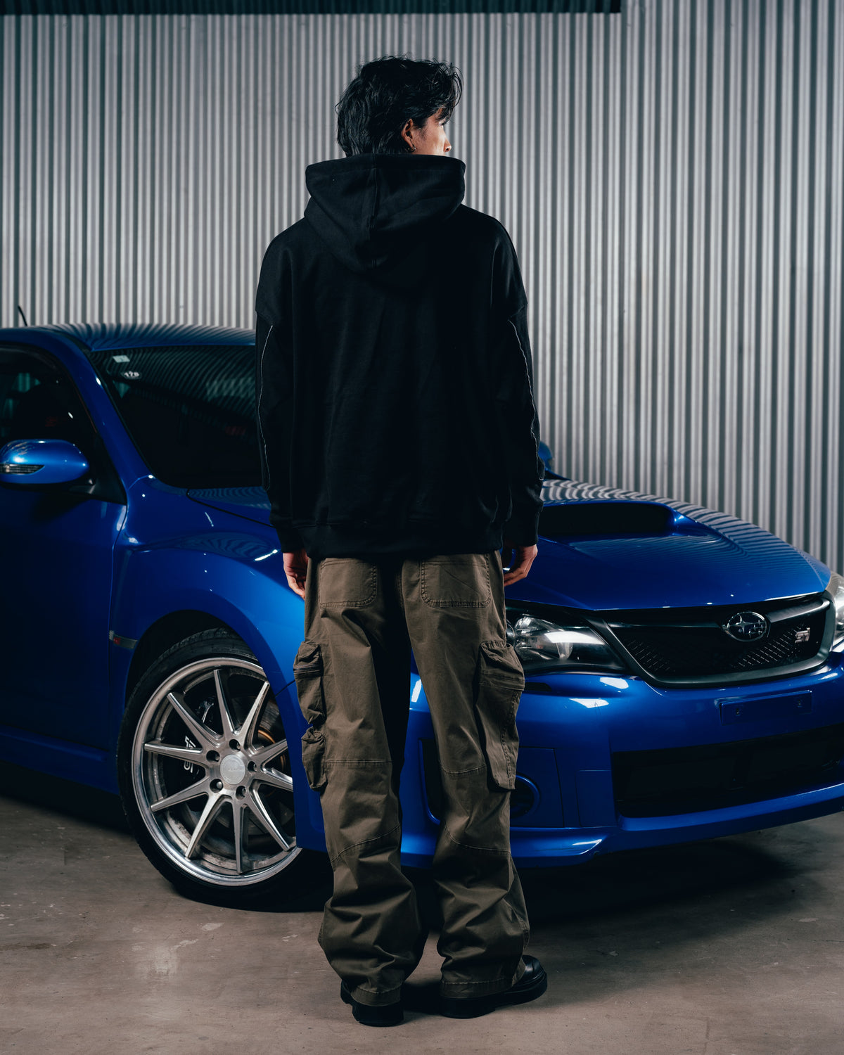 HOODIE RUSTICO [ SUBARU ] RELIEVE 2BLE BLACK