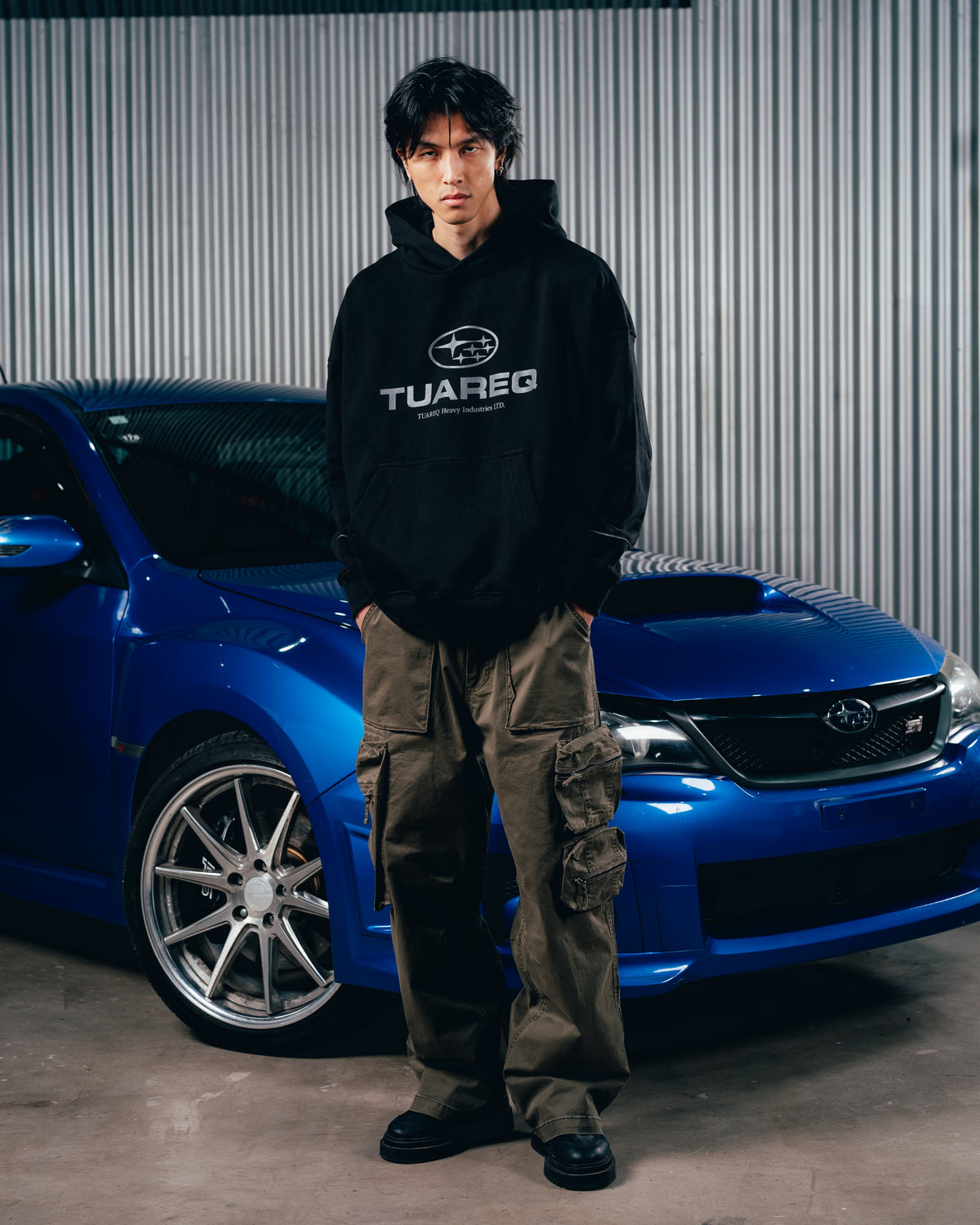 HOODIE RUSTICO [ SUBARU ] RELIEVE 2BLE BLACK