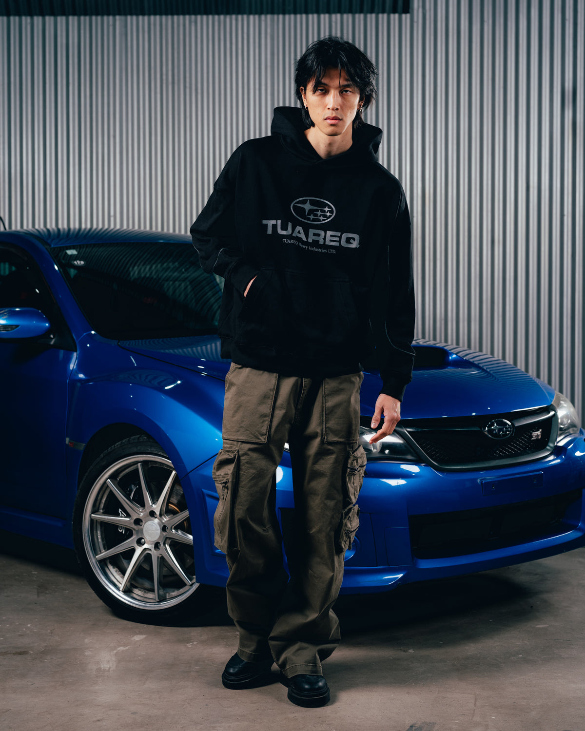 HOODIE RUSTICO [ SUBARU ] RELIEVE 2BLE BLACK
