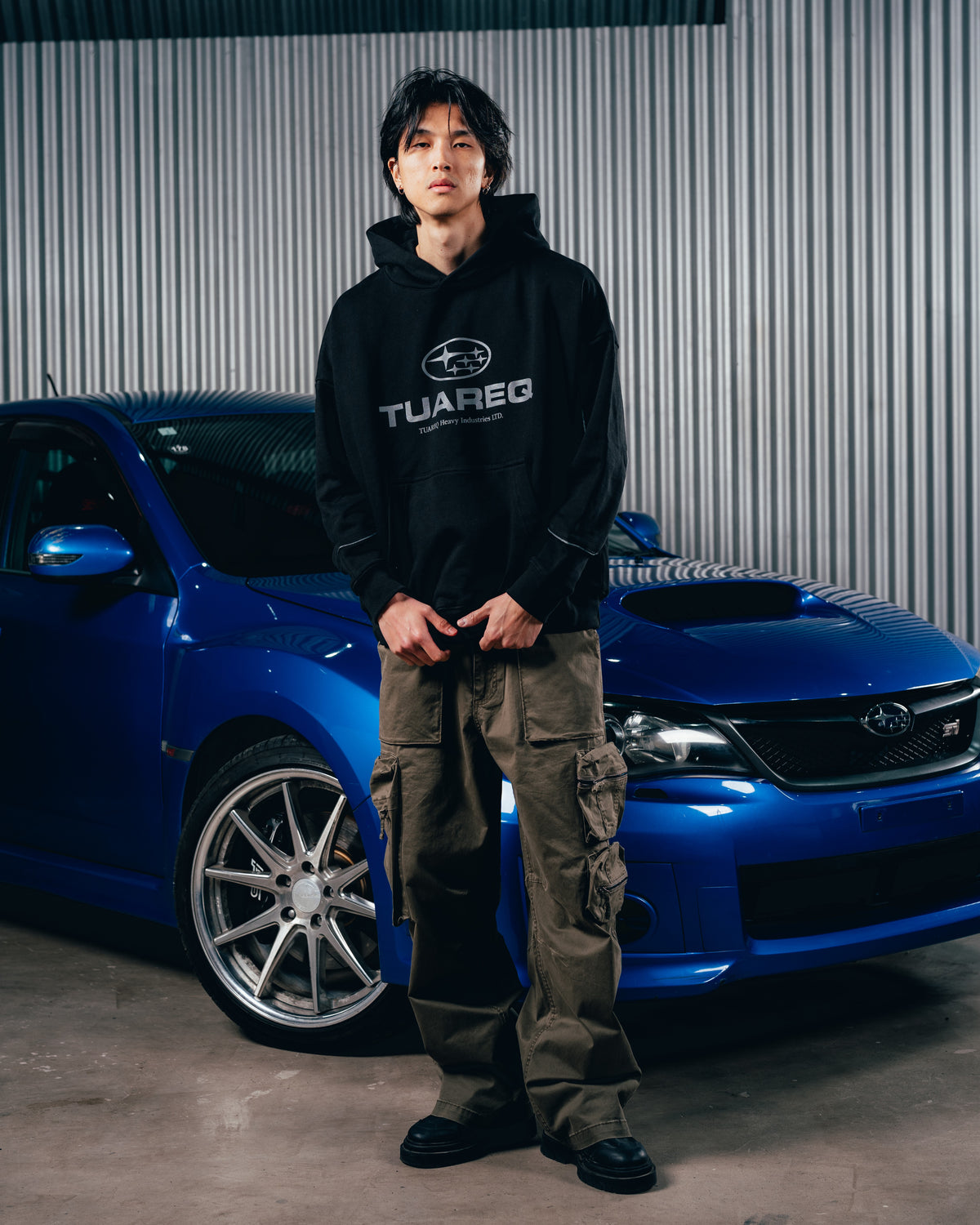 HOODIE RUSTICO [ SUBARU ] RELIEVE 2BLE BLACK