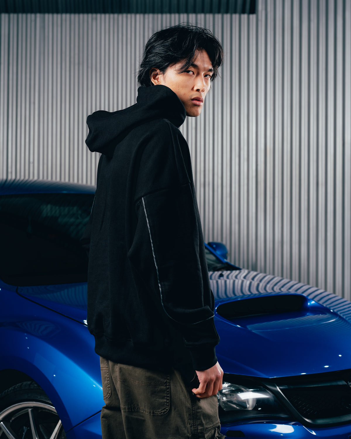 HOODIE RUSTICO [ SUBARU ] RELIEVE 2BLE BLACK