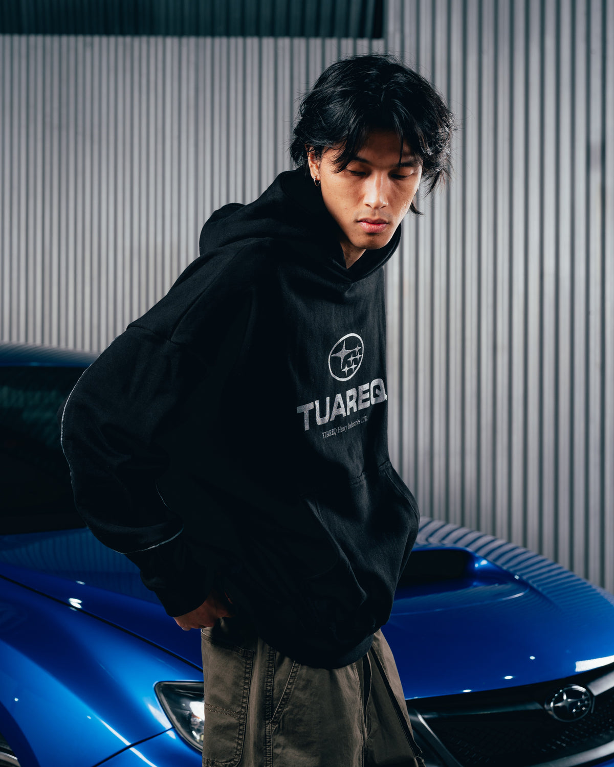 HOODIE RUSTICO [ SUBARU ] RELIEVE 2BLE BLACK