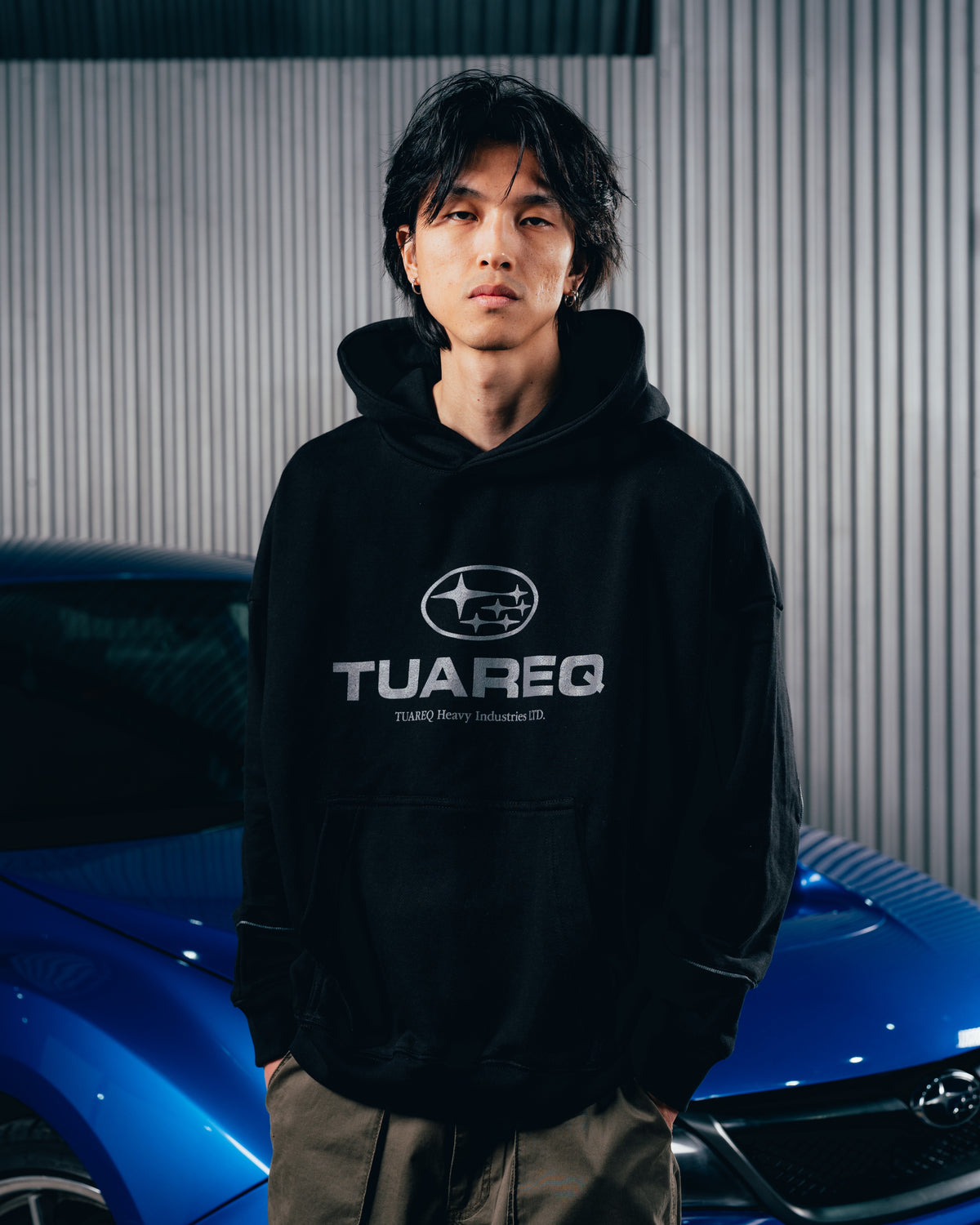 HOODIE RUSTICO [ SUBARU ] RELIEVE 2BLE BLACK