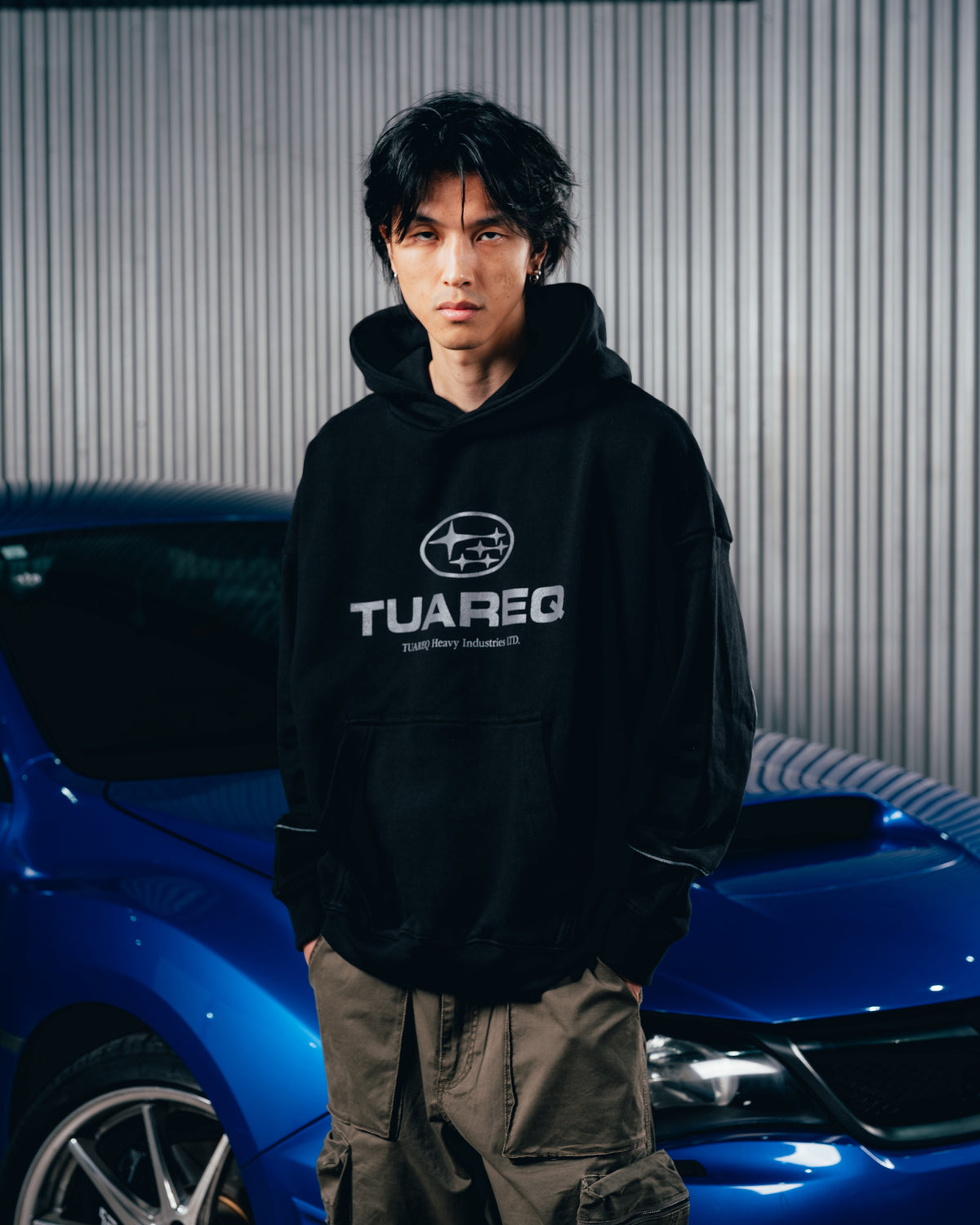 HOODIE RUSTICO [ SUBARU ] RELIEVE 2BLE BLACK