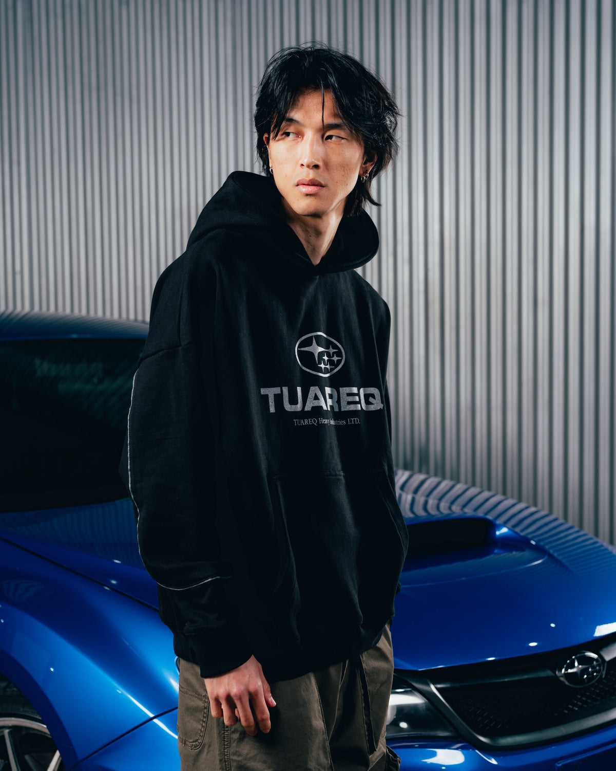 HOODIE RUSTICO [ SUBARU ] RELIEVE 2BLE BLACK