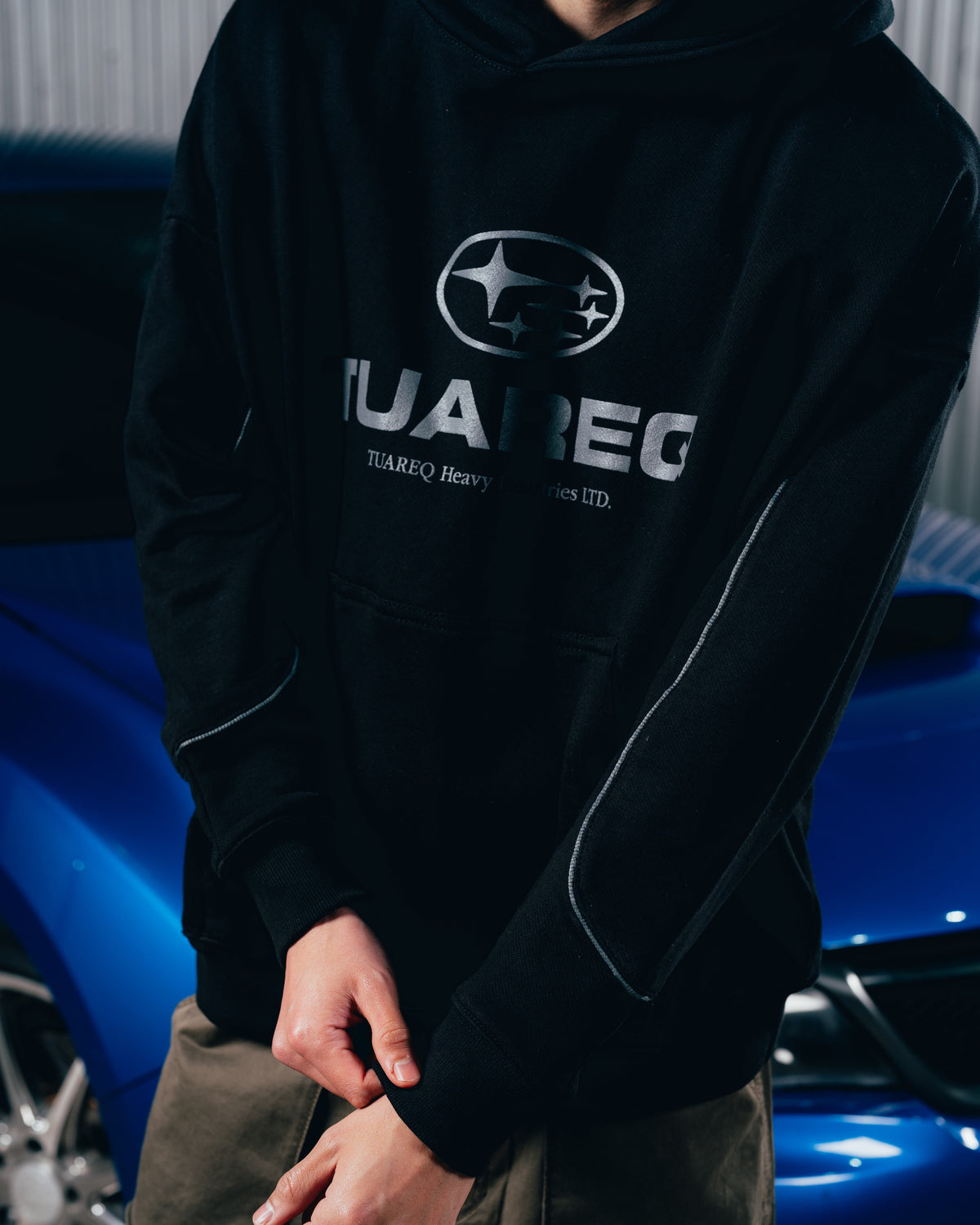 HOODIE RUSTICO [ SUBARU ] RELIEVE 2BLE BLACK